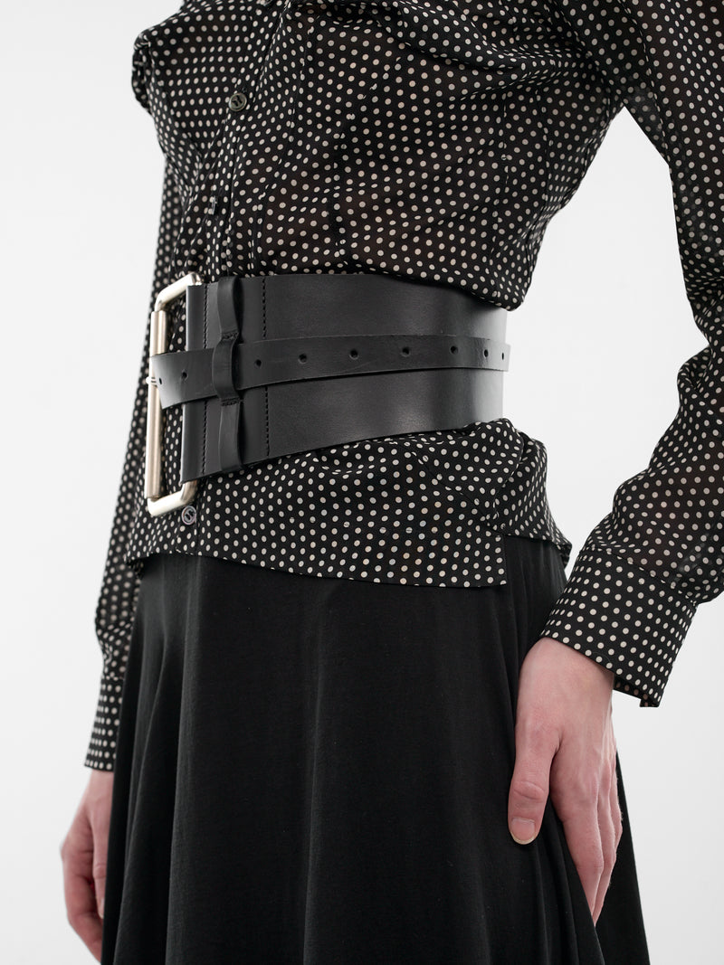 Black Leather Equestrian Belt (VAQ11K302-BLACK)
