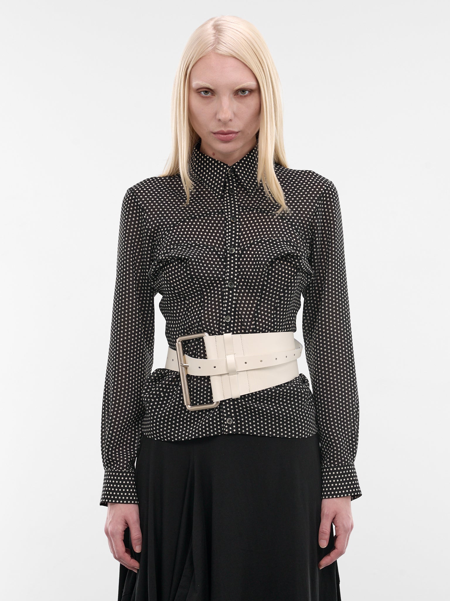 White Leather Equestrian Belt (VAQ11K302-WHITE)