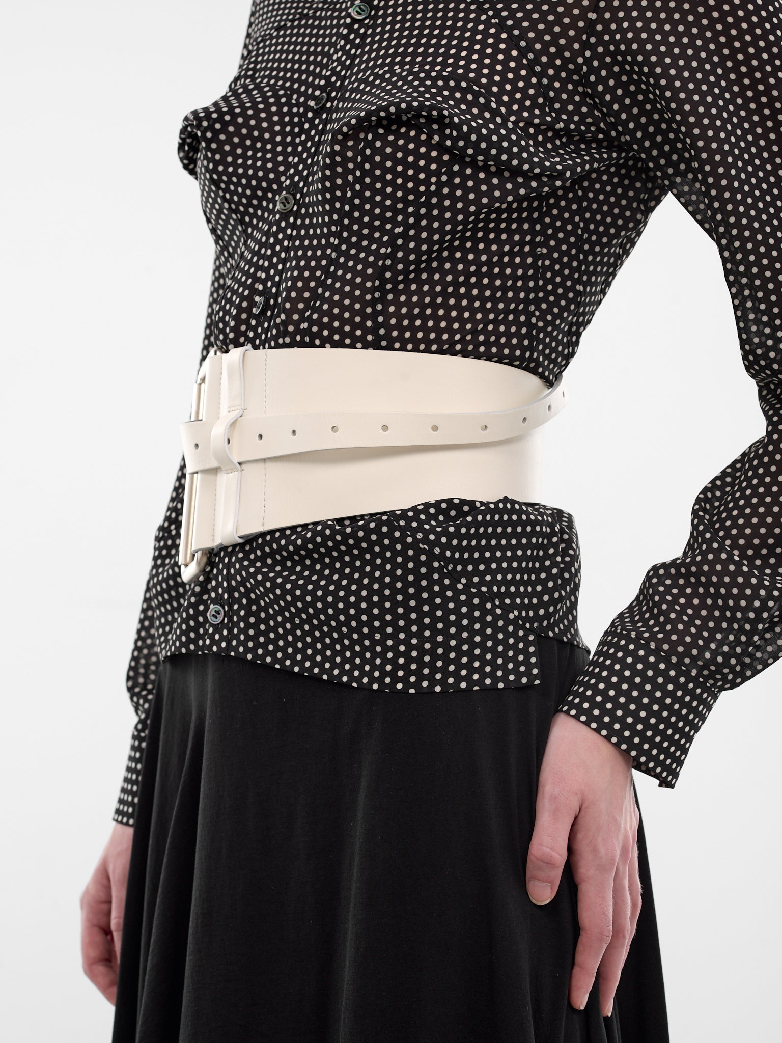 White Leather Equestrian Belt (VAQ11K302-WHITE)