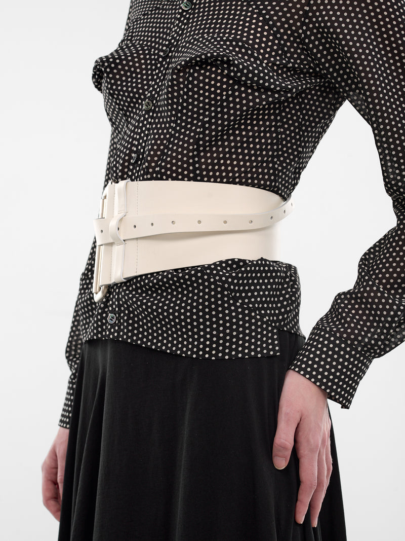 White Leather Equestrian Belt (VAQ11K302-WHITE)