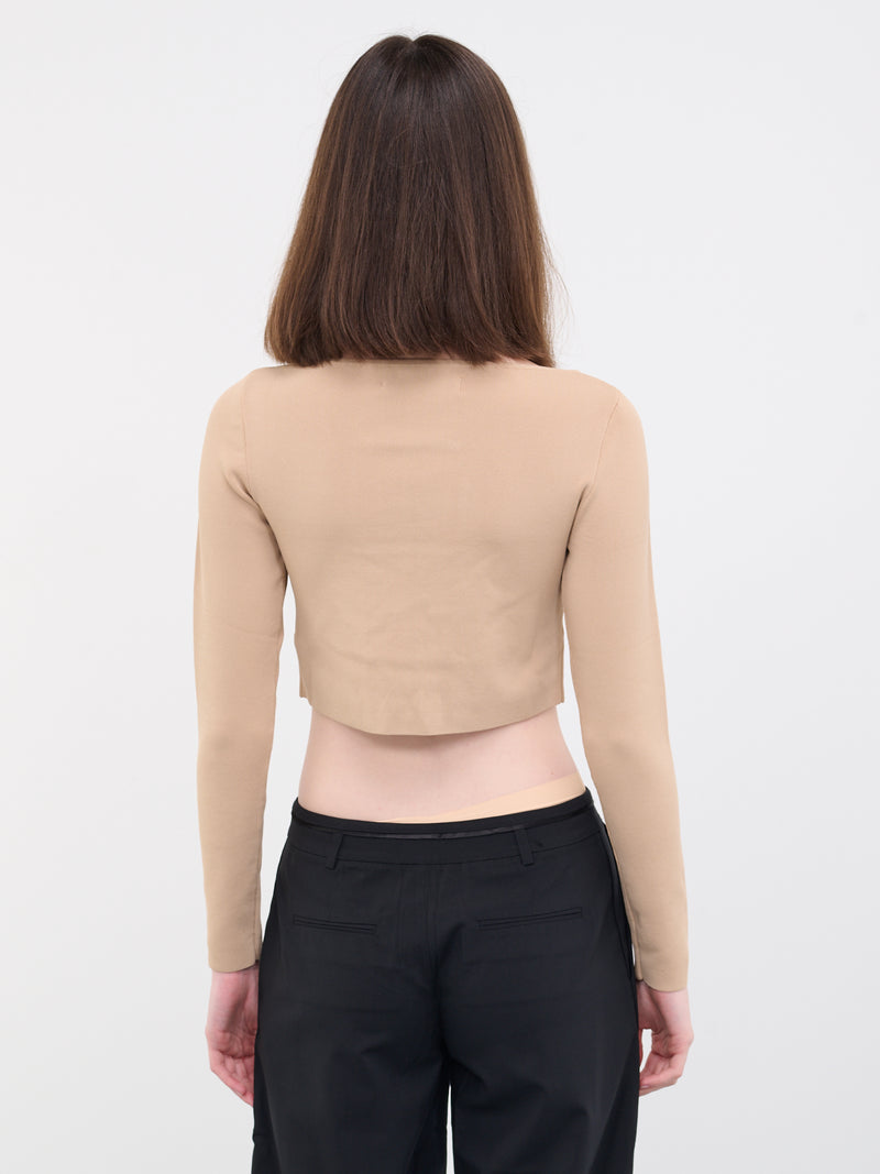 Crystal Lattice Knit Top (22041097-HONEY)