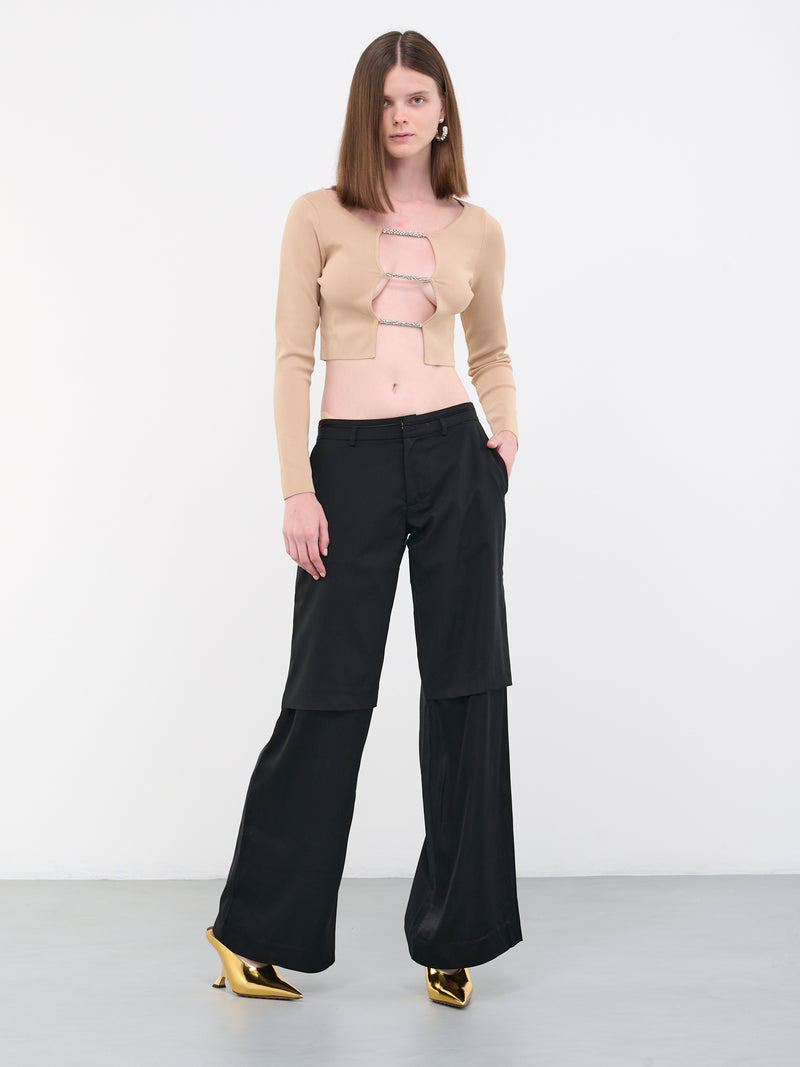 Crystal Lattice Knit Top (22041097-HONEY)