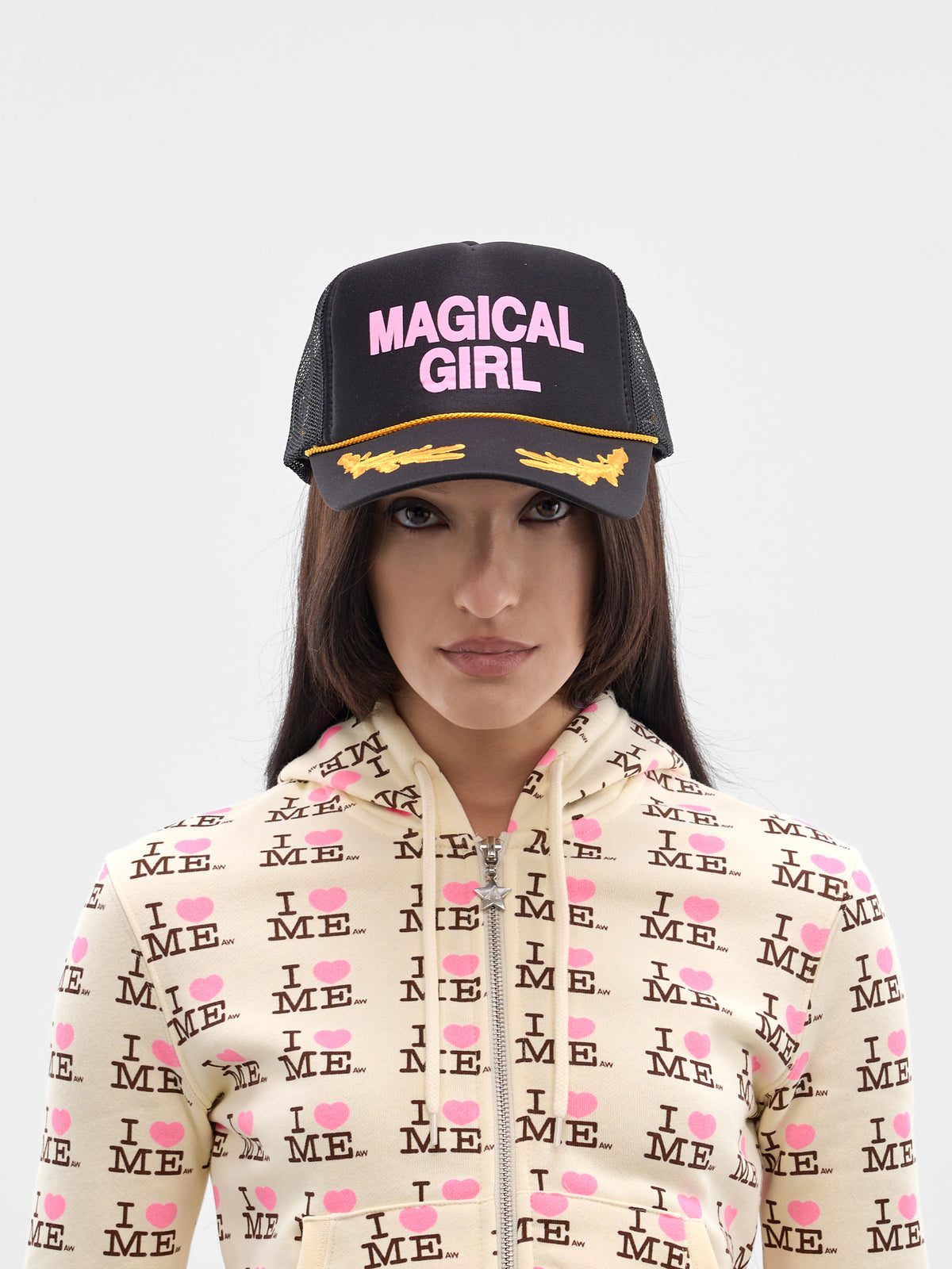 Black Magical Girl Trucker Hat (AWSS2600136-PINK-MAGICAL-GIRL)