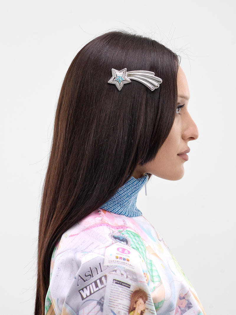 Silver Shooting Star Hair Clip (AWSS2600203-SILVER)