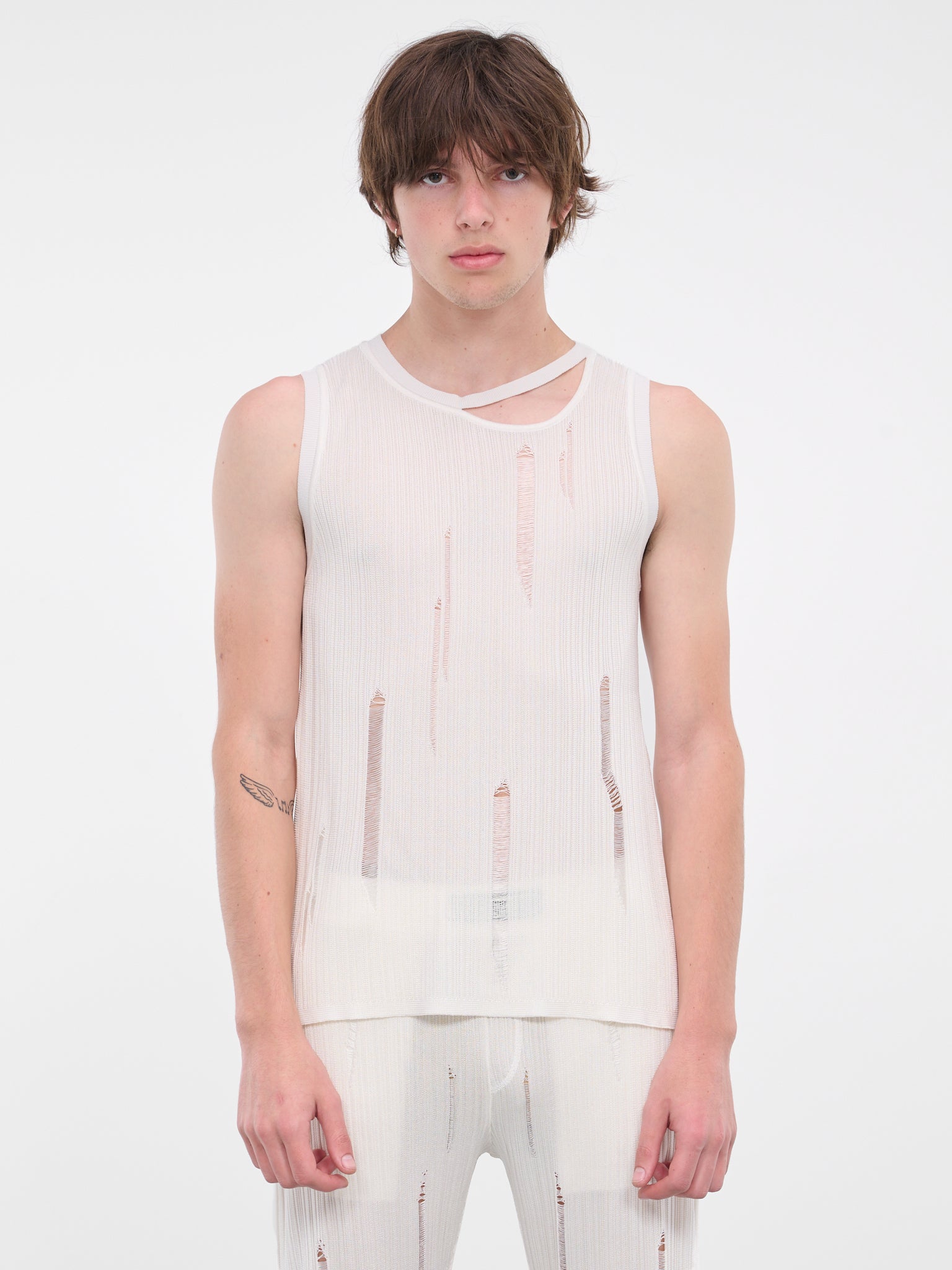 Openwork Knit Tank Top (0456-K001-WHITE)
