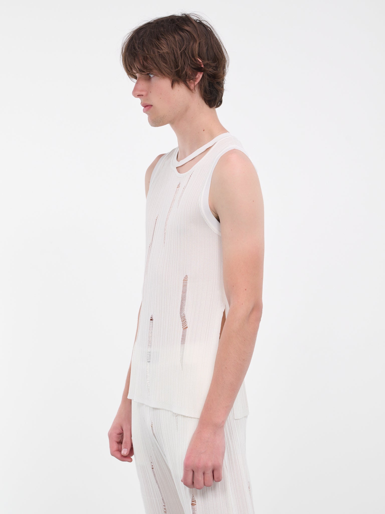 Openwork Knit Tank Top (0456-K001-WHITE)
