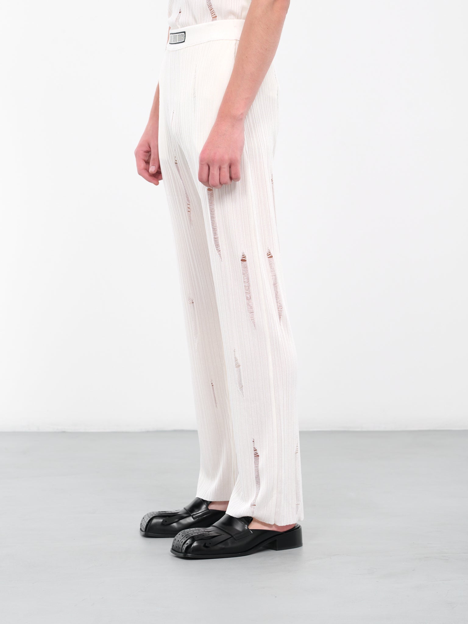 Openwork Knit Flared Pants (0481-K001-WHITE)