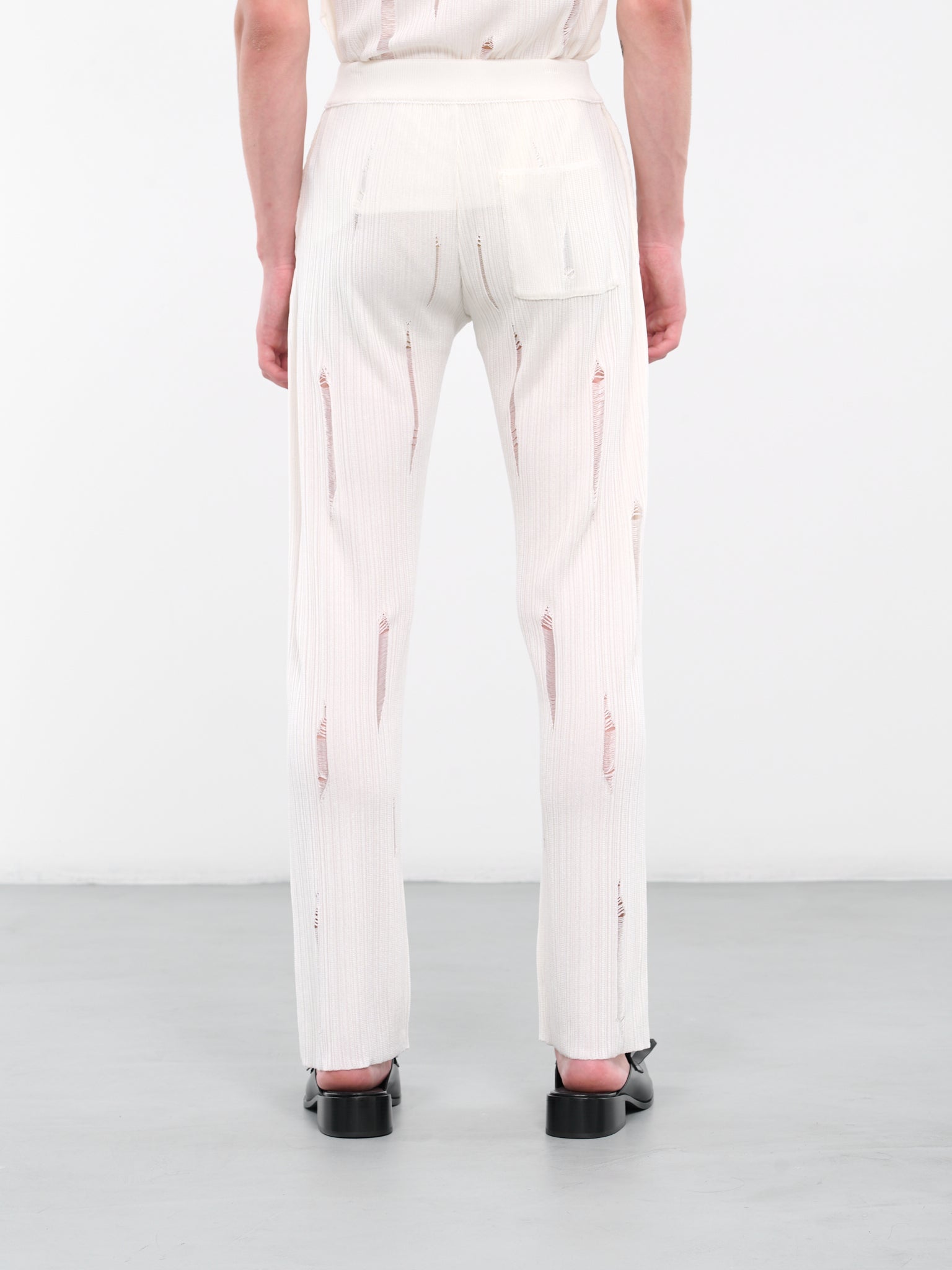 Openwork Knit Flared Pants (0481-K001-WHITE)