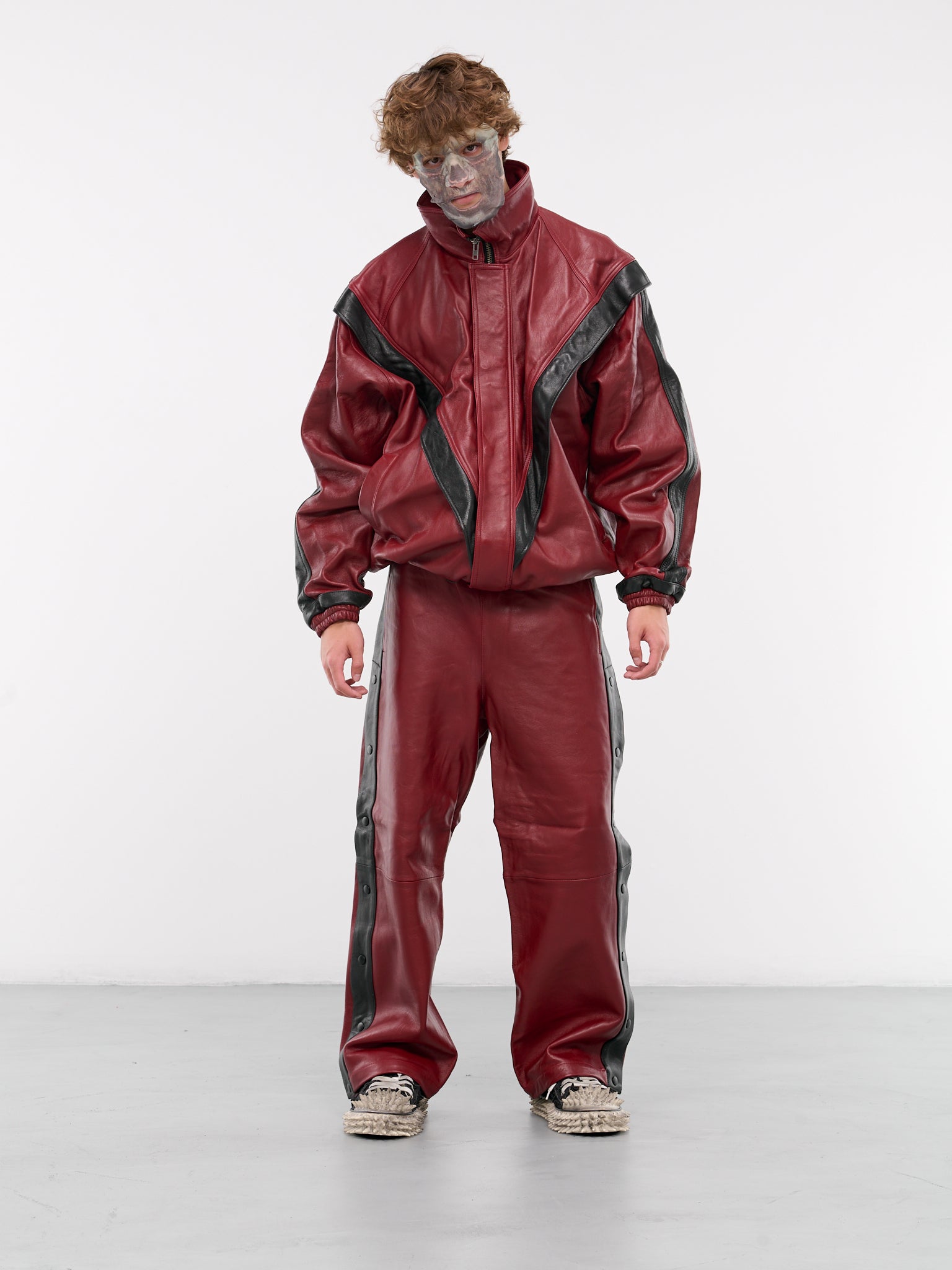 Leather jacket and track pants 2025