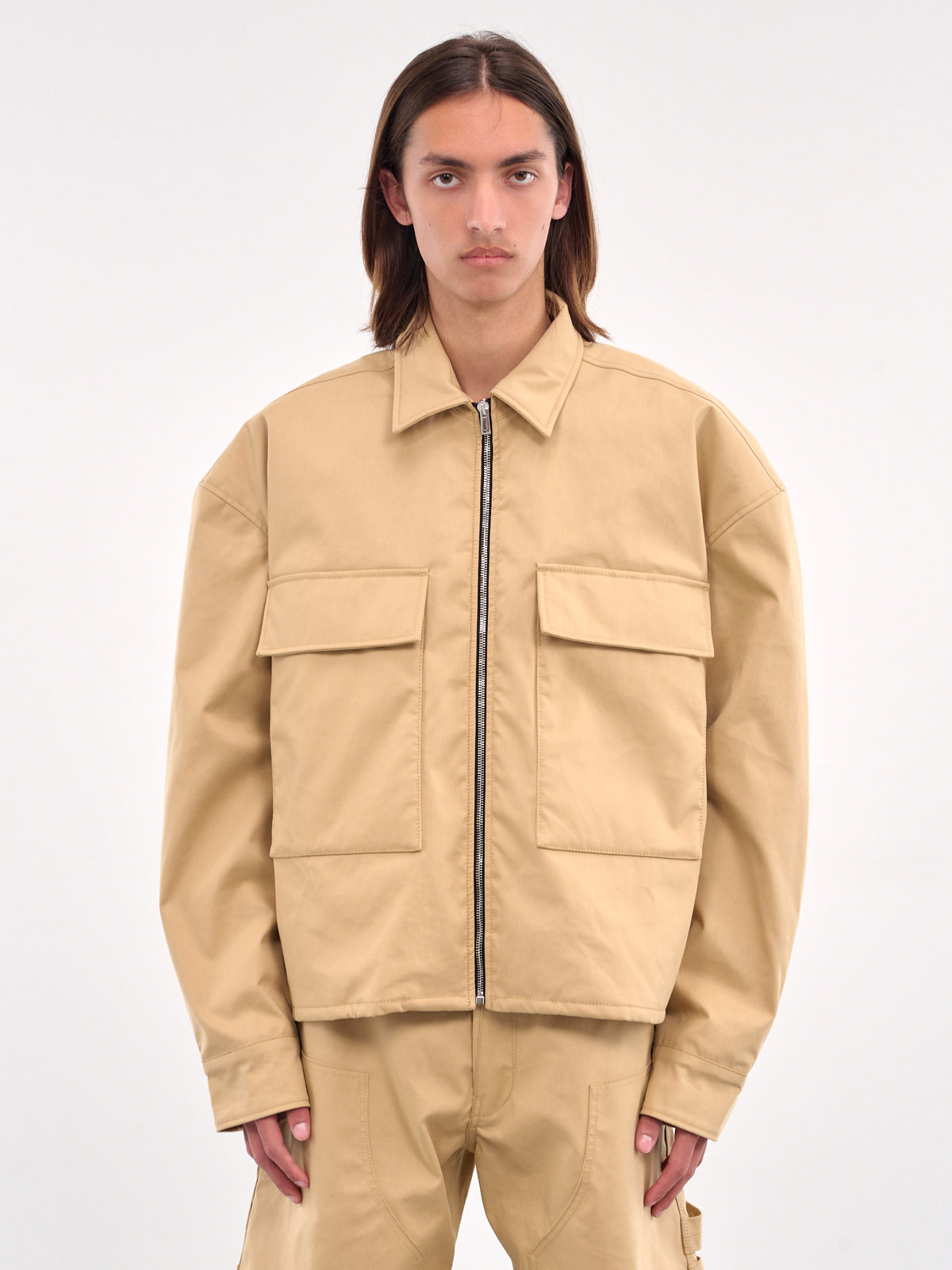Padded Pocket Zip Jacket (B1MS257149-260-KHAKI)