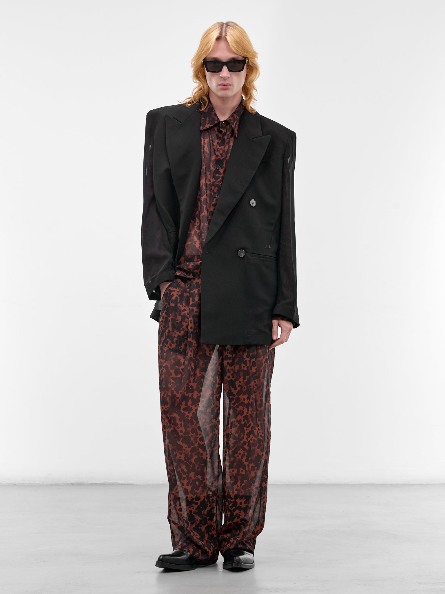 LOUIS GABRIEL NOUCHI Semi-Sheer Double-Breasted Blazer | H.Lorenzo - styled