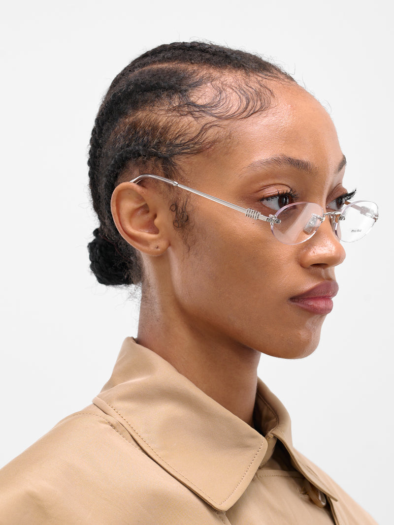 miuへ⭐︎ Miu Miu Eyewear logo-lettering geometric-frame Sunglasses