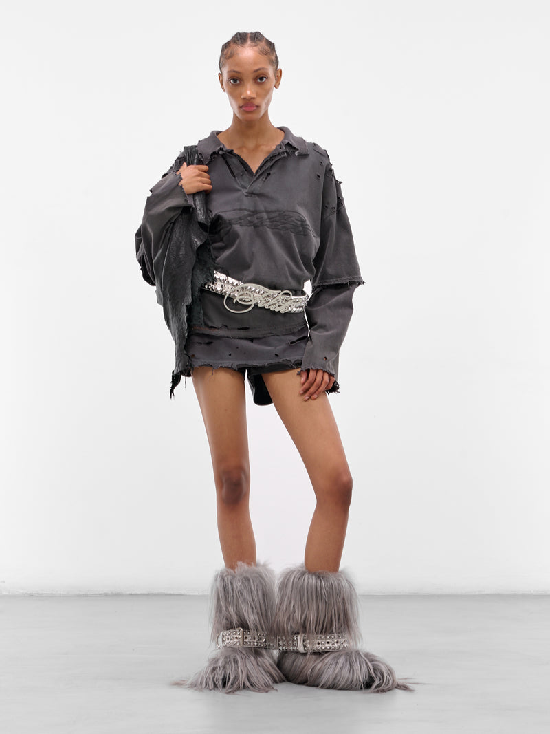 Grey Goat Fur Play Boots (PLAY-BOOTS-PEROXIDE)