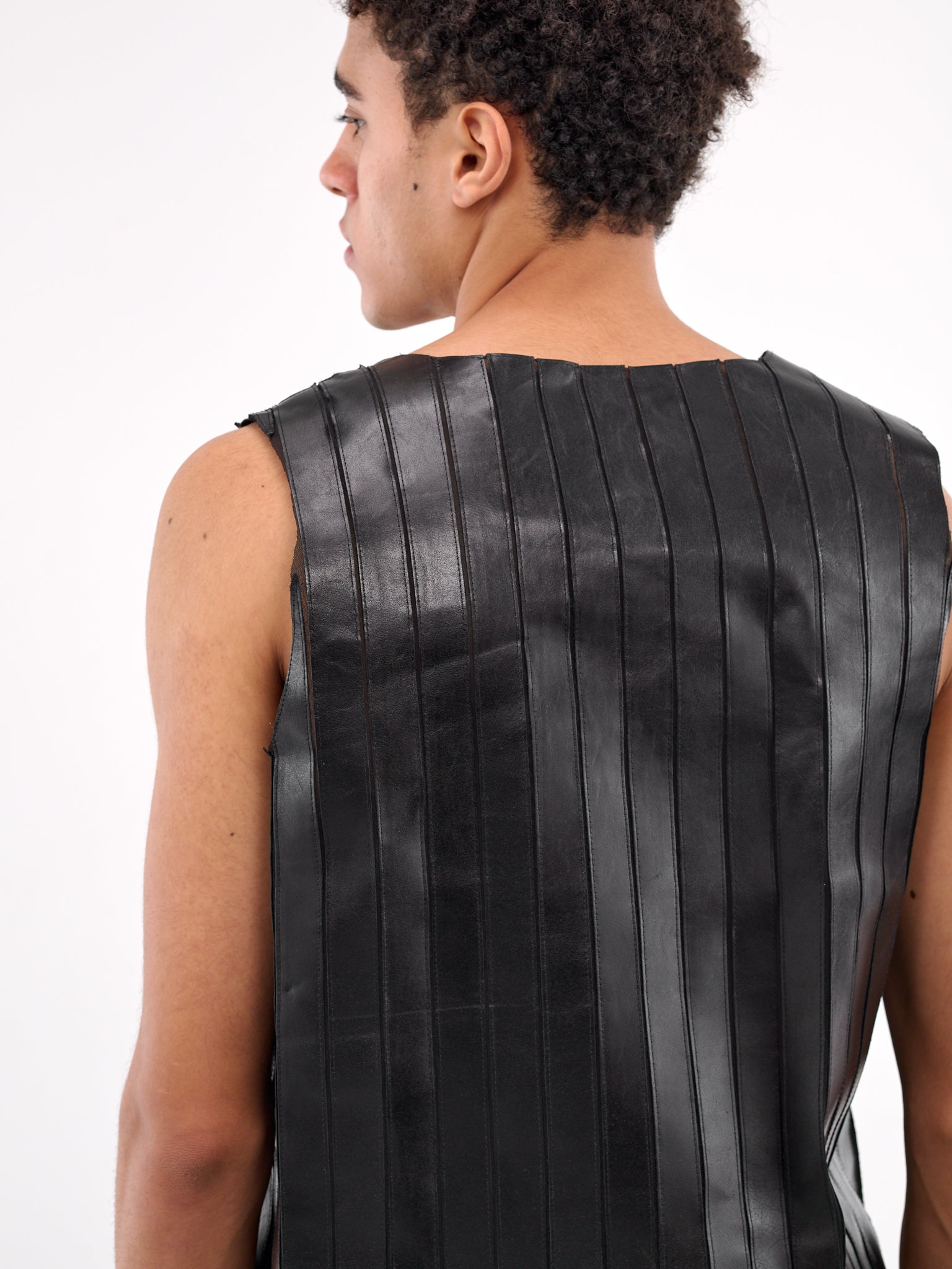 Striped Leather Tank (0650L-L235-RIDER-BLACK)