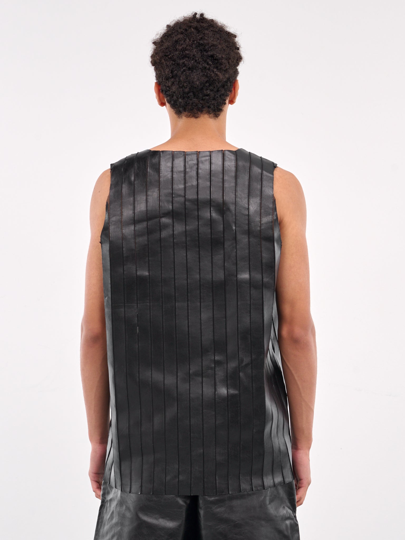 Striped Leather Tank (0650L-L235-RIDER-BLACK)