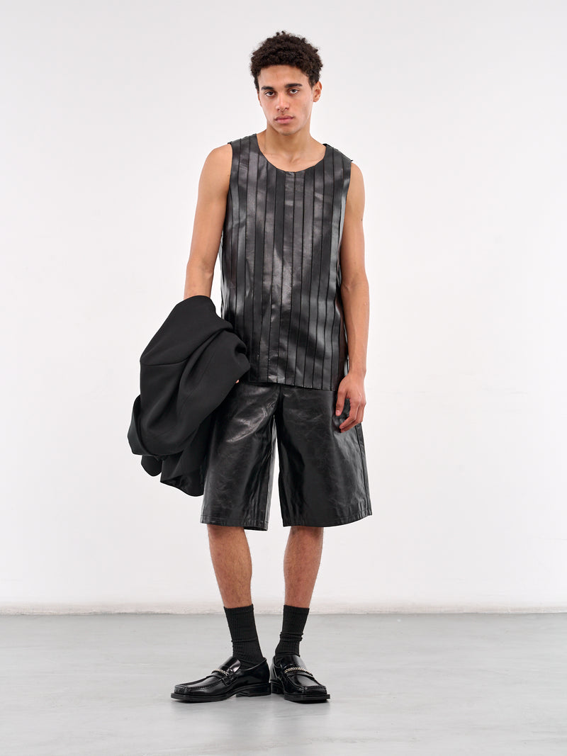 Striped Leather Tank (0650L-L235-RIDER-BLACK)