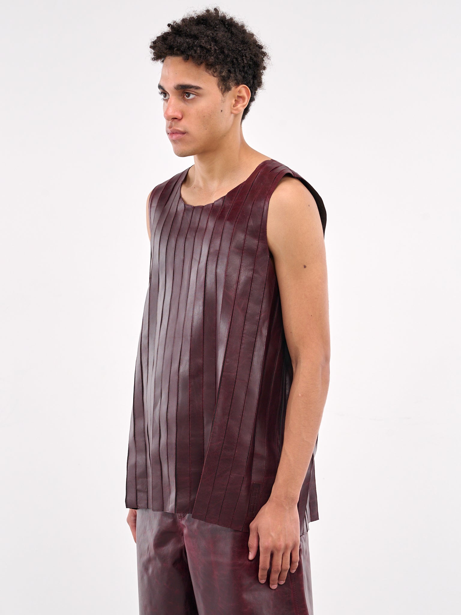 Striped Leather Tank (0650L-L235-RIDER-RED-BLACK)