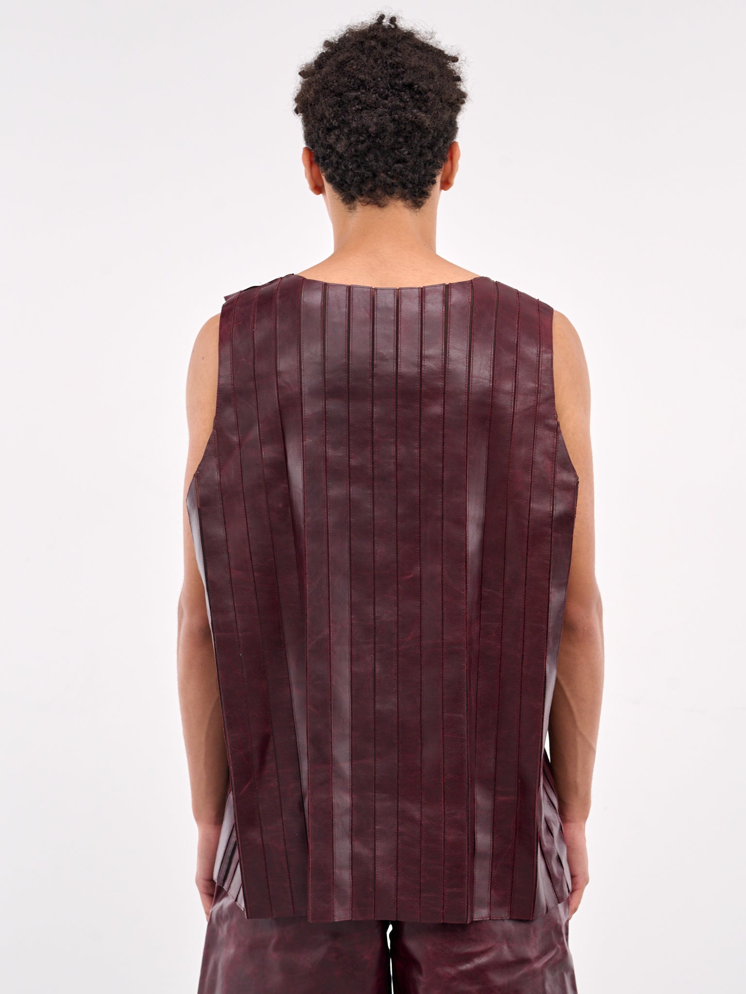 Striped Leather Tank (0650L-L235-RIDER-RED-BLACK)
