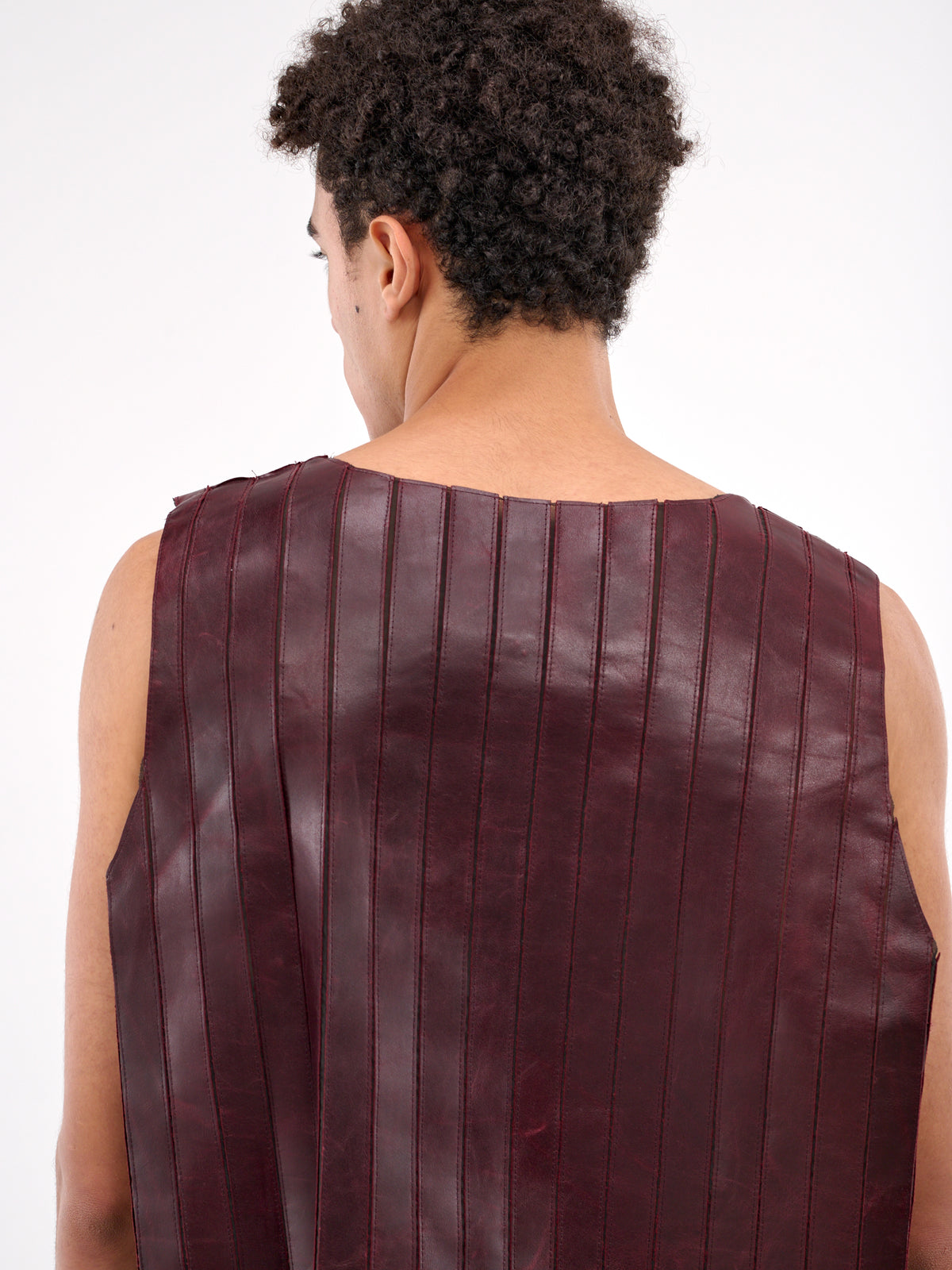 Striped Leather Tank (0650L-L235-RIDER-RED-BLACK)
