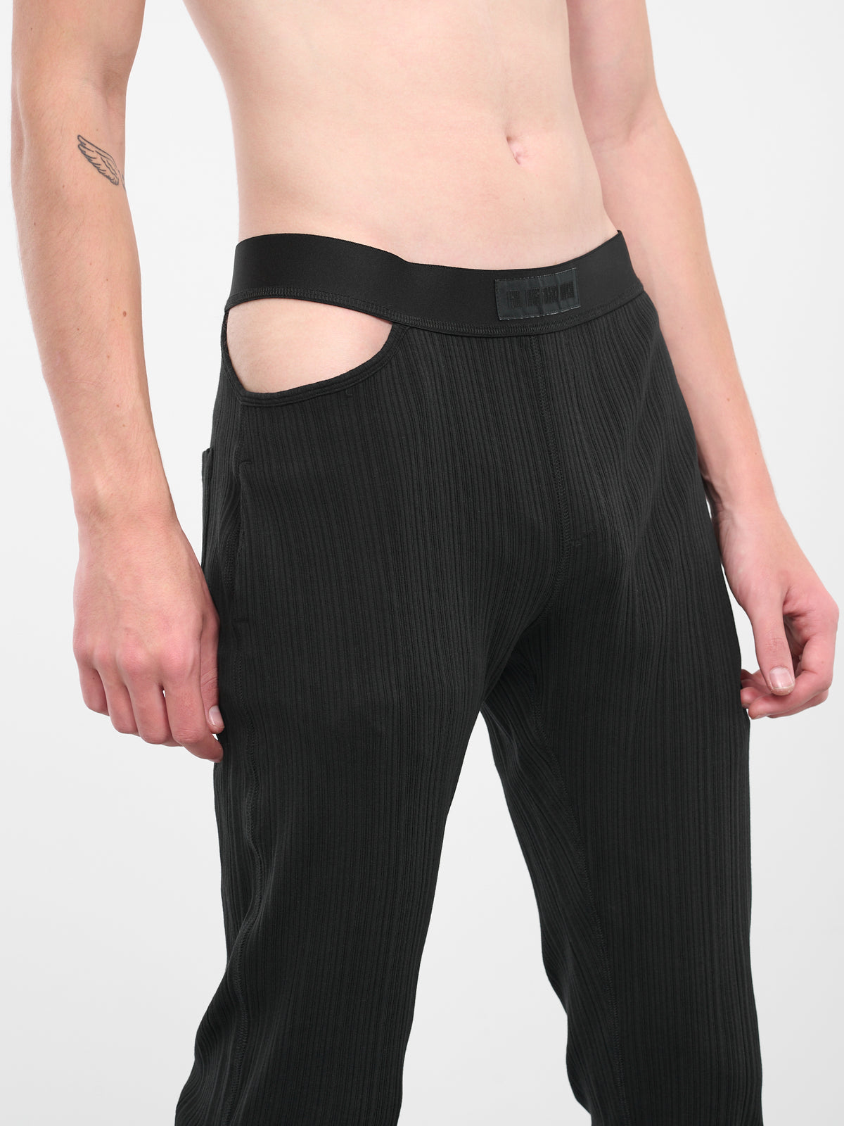 Cut-Out Flared Lounge Pants (0664-T383-BLACK)