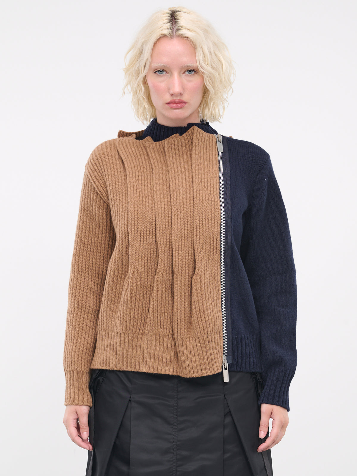 Wool Knit Blouson (06959-662-BEIGE-NAVY)