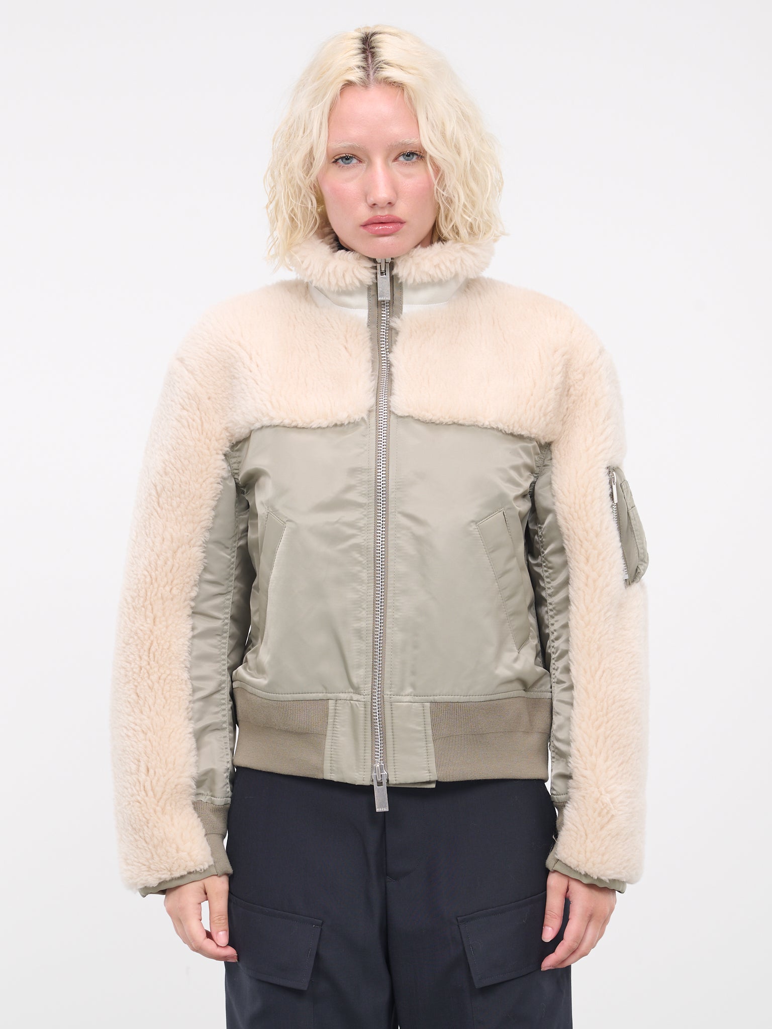 Faux Shearling Blouson (07012-526-KHAKI-ECRU)