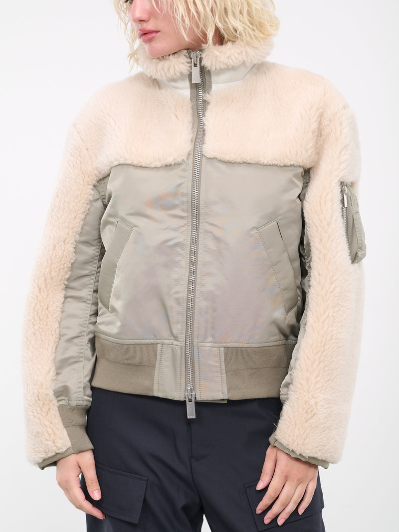 Faux Shearling Blouson (07012-526-KHAKI-ECRU)