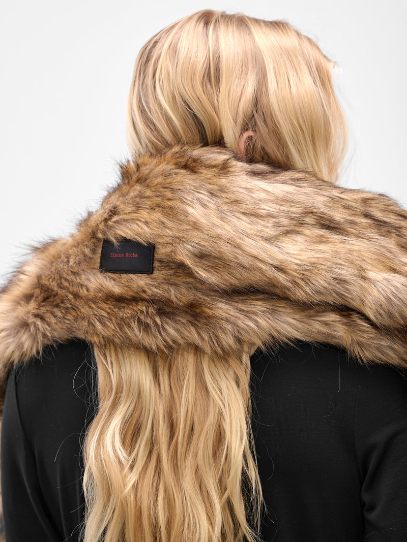 Long Faux Fur Hare Scarf (SCARF4-M-0815-BROWN)