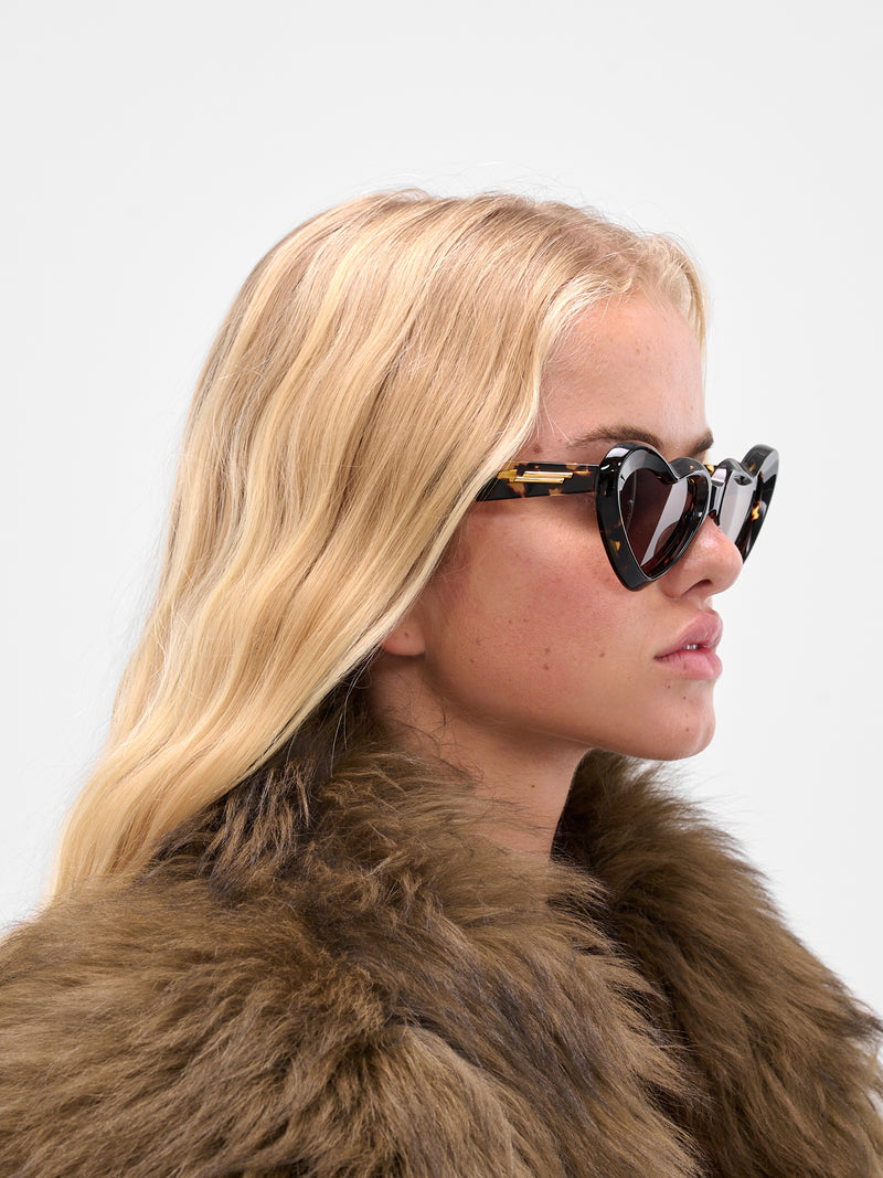 Brown Heart Cat Eye Sunglasses (841213V2Q30-2819-HAVANA-BROWN)