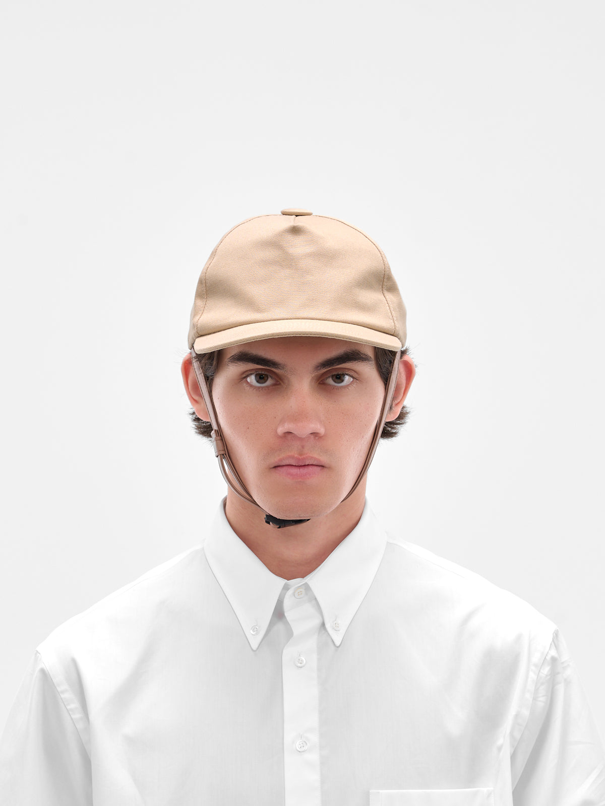 Beige Cotton Riding Cap (S50TC0079-M35673-110-LT-BROWN)