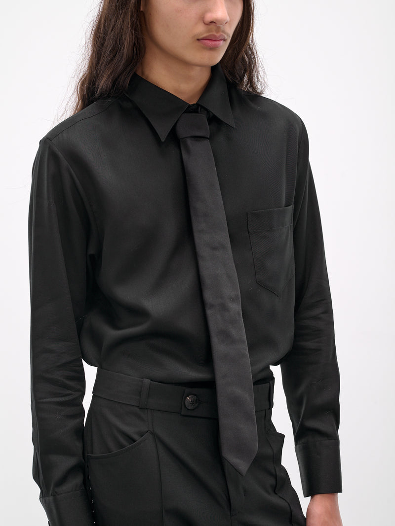 Black Silk Skinny Necktie (GR10B-VD01-BLACK)