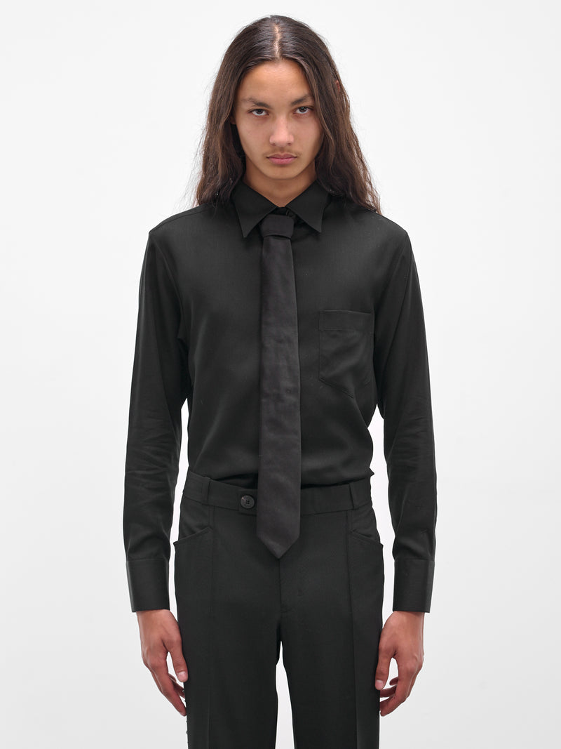 Black Silk Skinny Necktie (GR10B-VD01-BLACK)