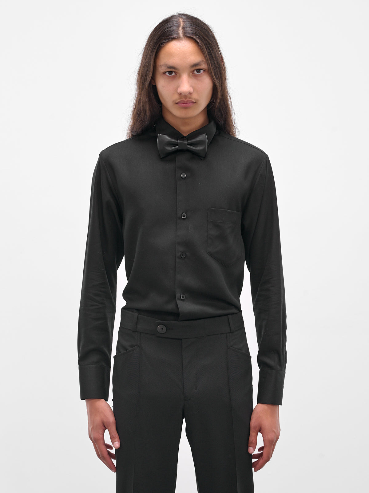 Black Lamb Leather Bow Tie (GR09L-LE24-BLACK-LEATHER)