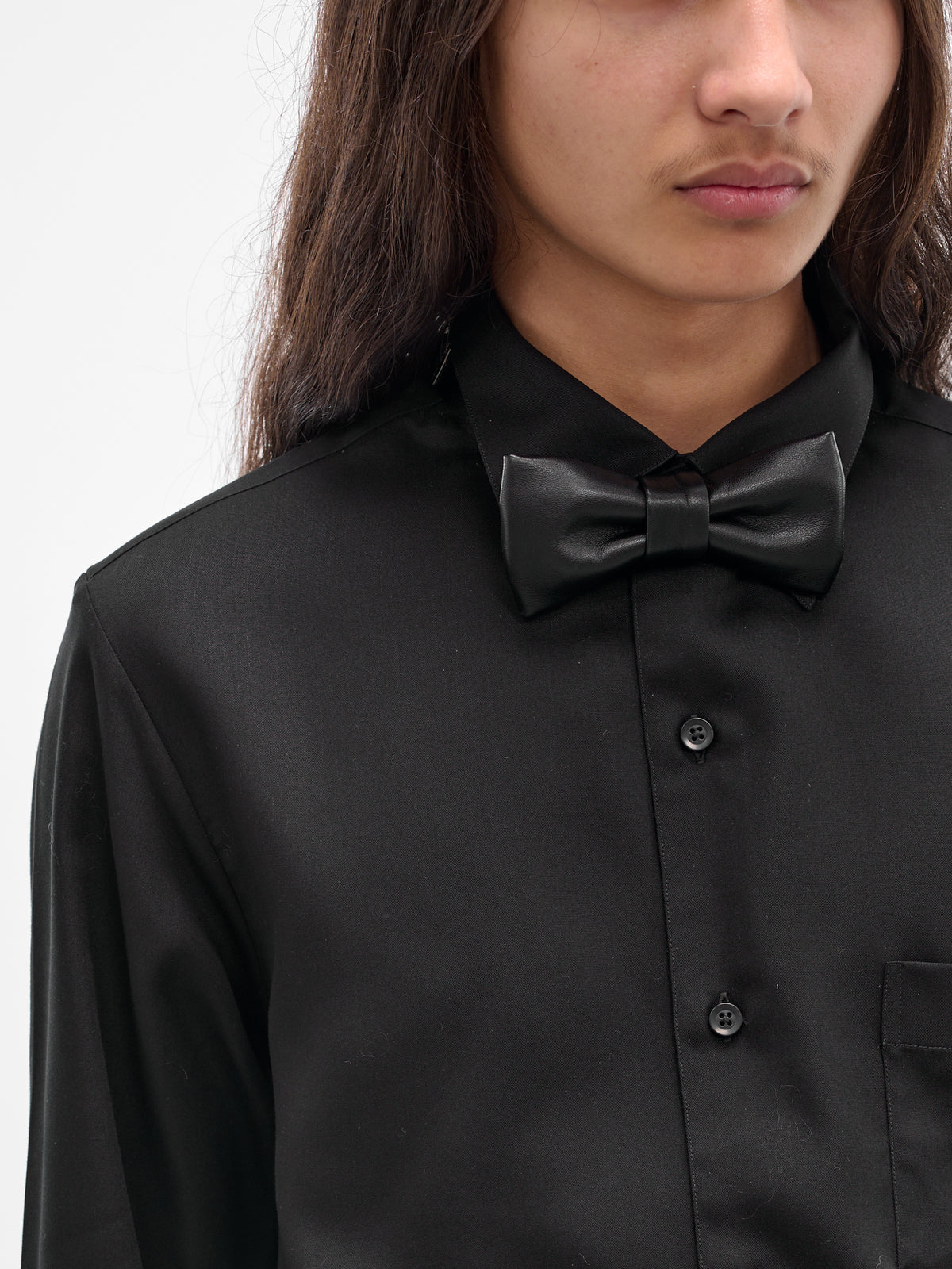 Black Lamb Leather Bow Tie (GR09L-LE24-BLACK-LEATHER)