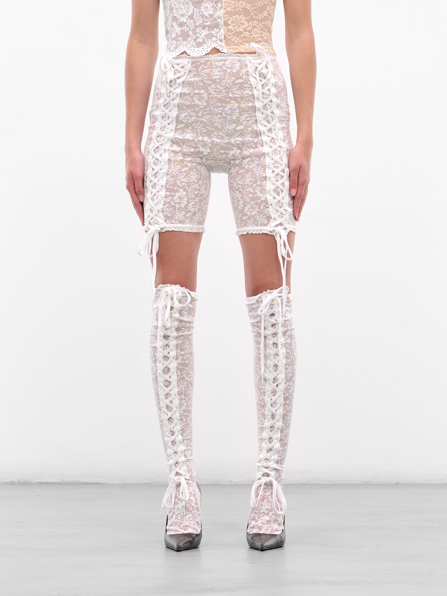 White Laced Biker Shorts (00TR09-WHITE)