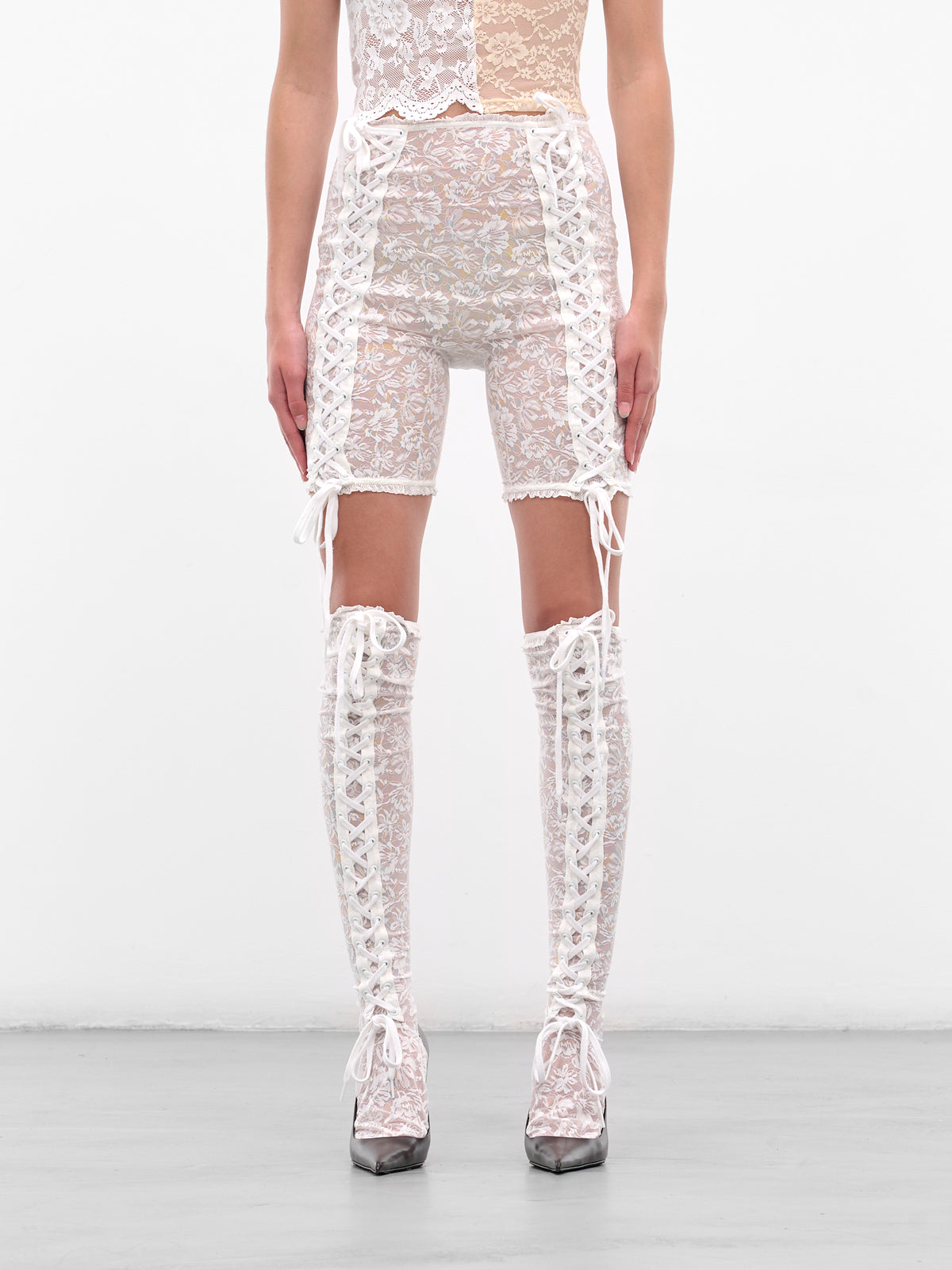 White Laced Biker Shorts (00TR09-WHITE)