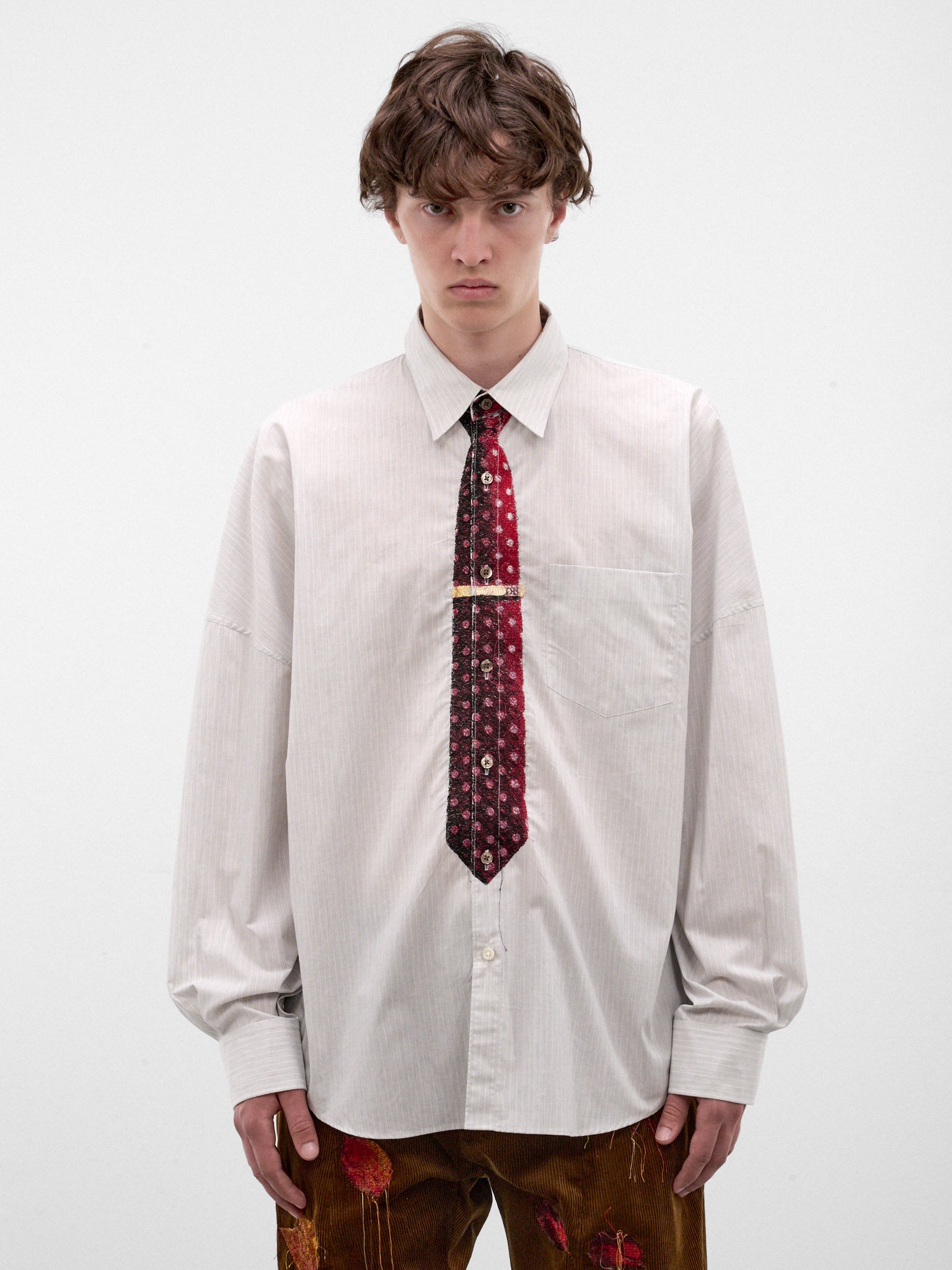 Gray Trompe L'oeil Tie Shirt (26AW20SH178-GREY)