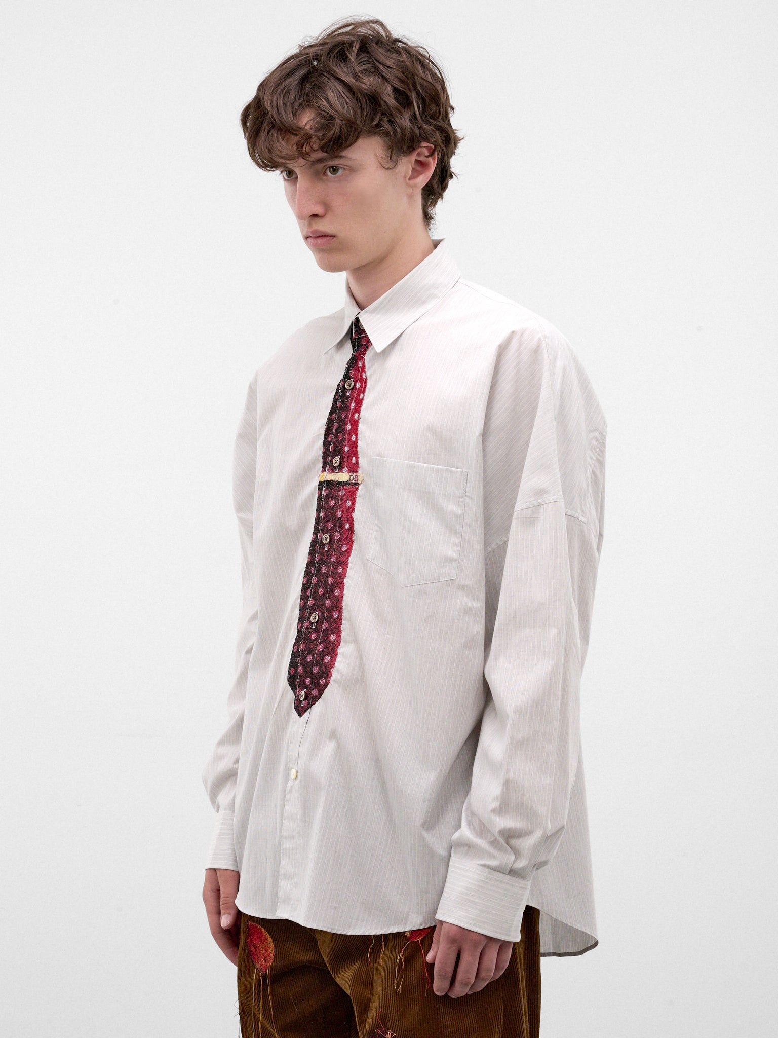Gray Trompe L'oeil Tie Shirt (26AW20SH178-GREY)