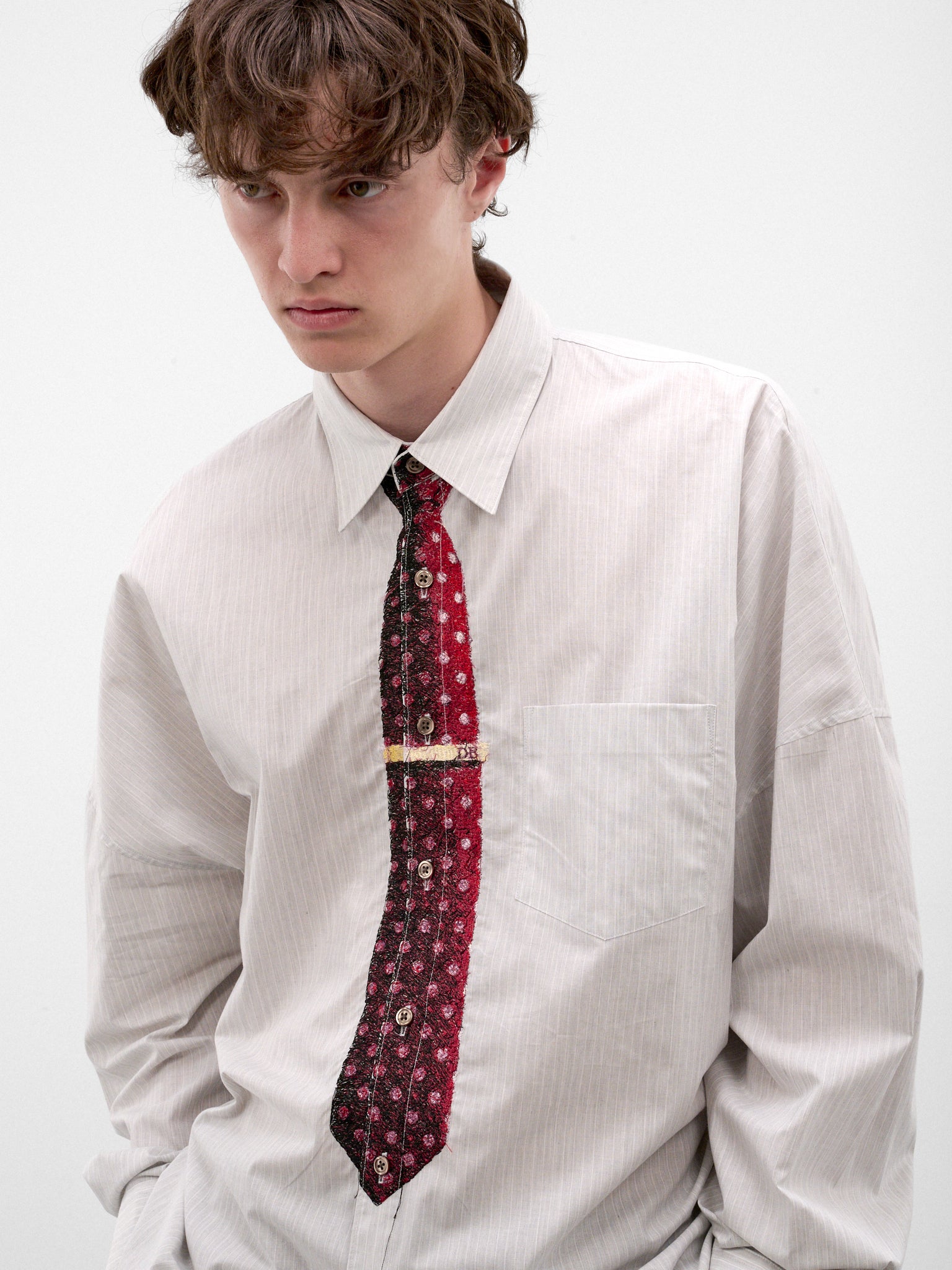 Gray Trompe L'oeil Tie Shirt (26AW20SH178-GREY)
