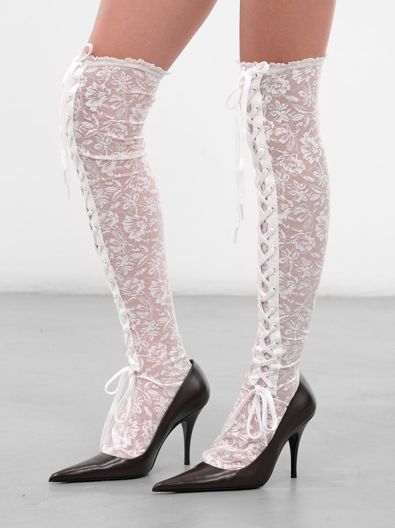 White Lace Knee High Socks (00AC06-WHITE)