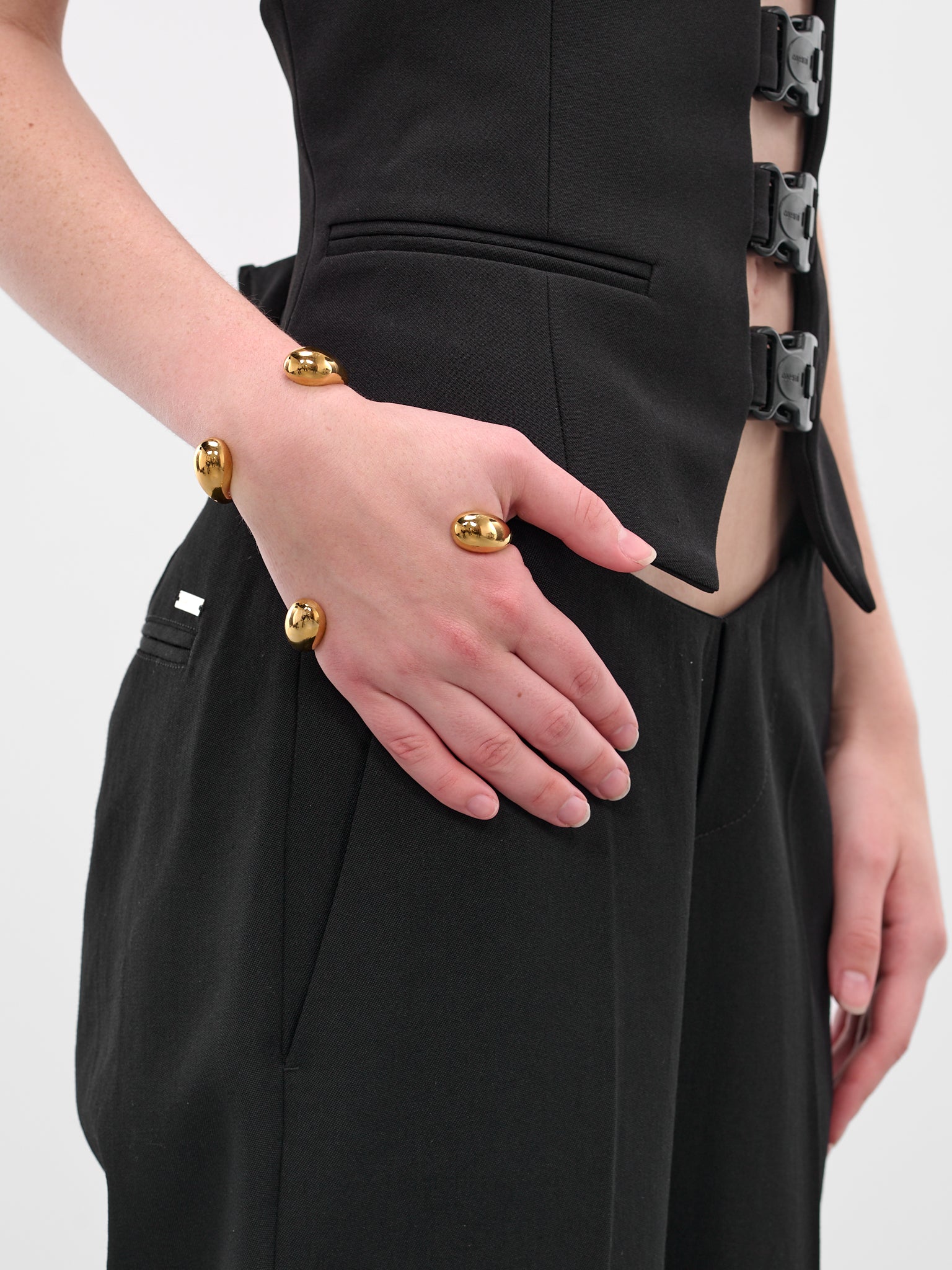 Gold Serti Double Cuff Bracelet (SERTI-BRACELET-SET-GOLD)