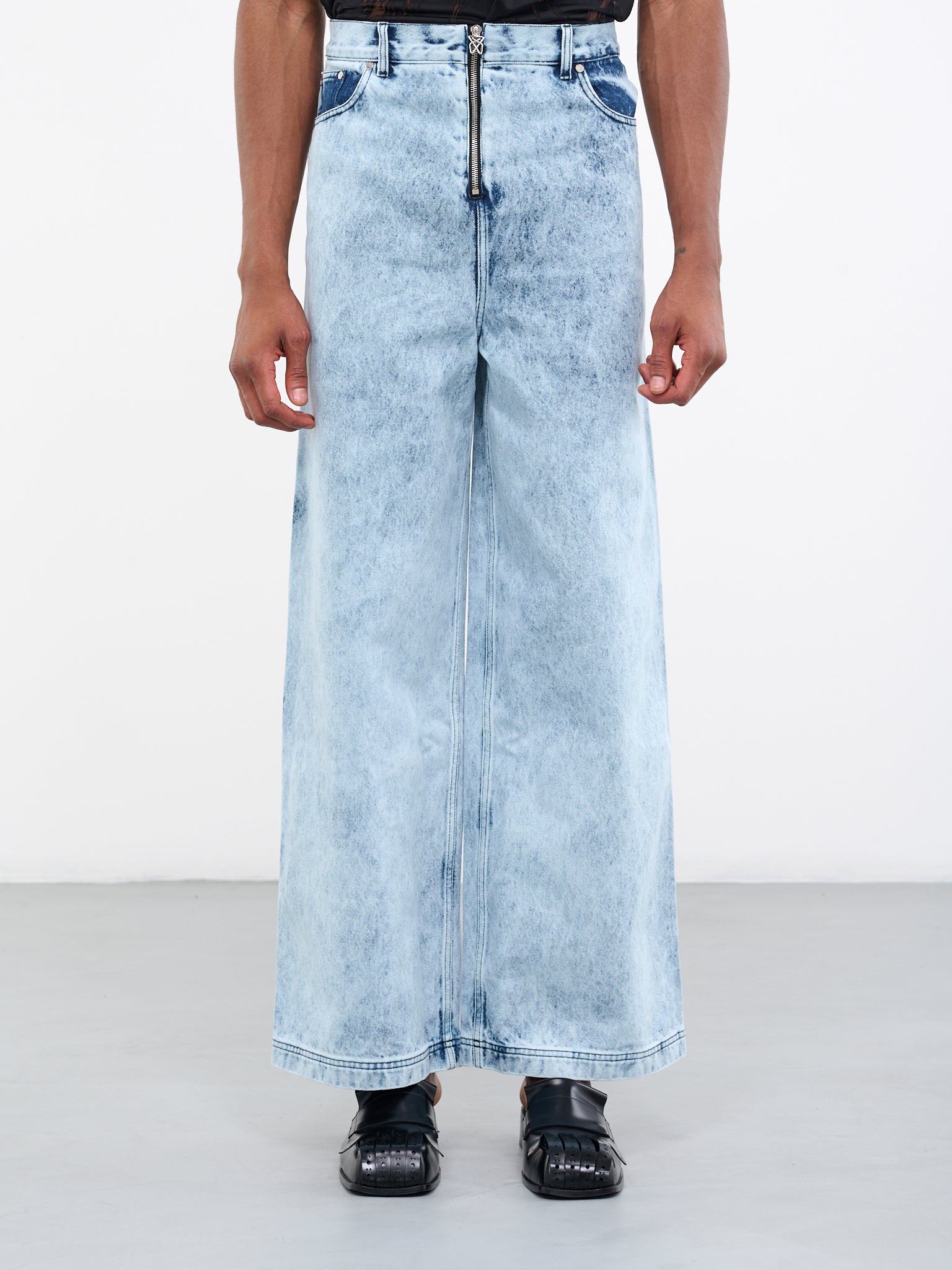 Washed Denim Zip Pants (0733-D010-WASHED-BLUE)