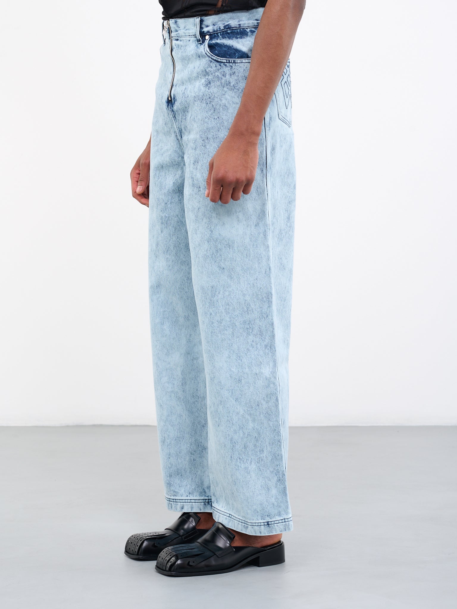 Washed Denim Zip Pants (0733-D010-WASHED-BLUE)