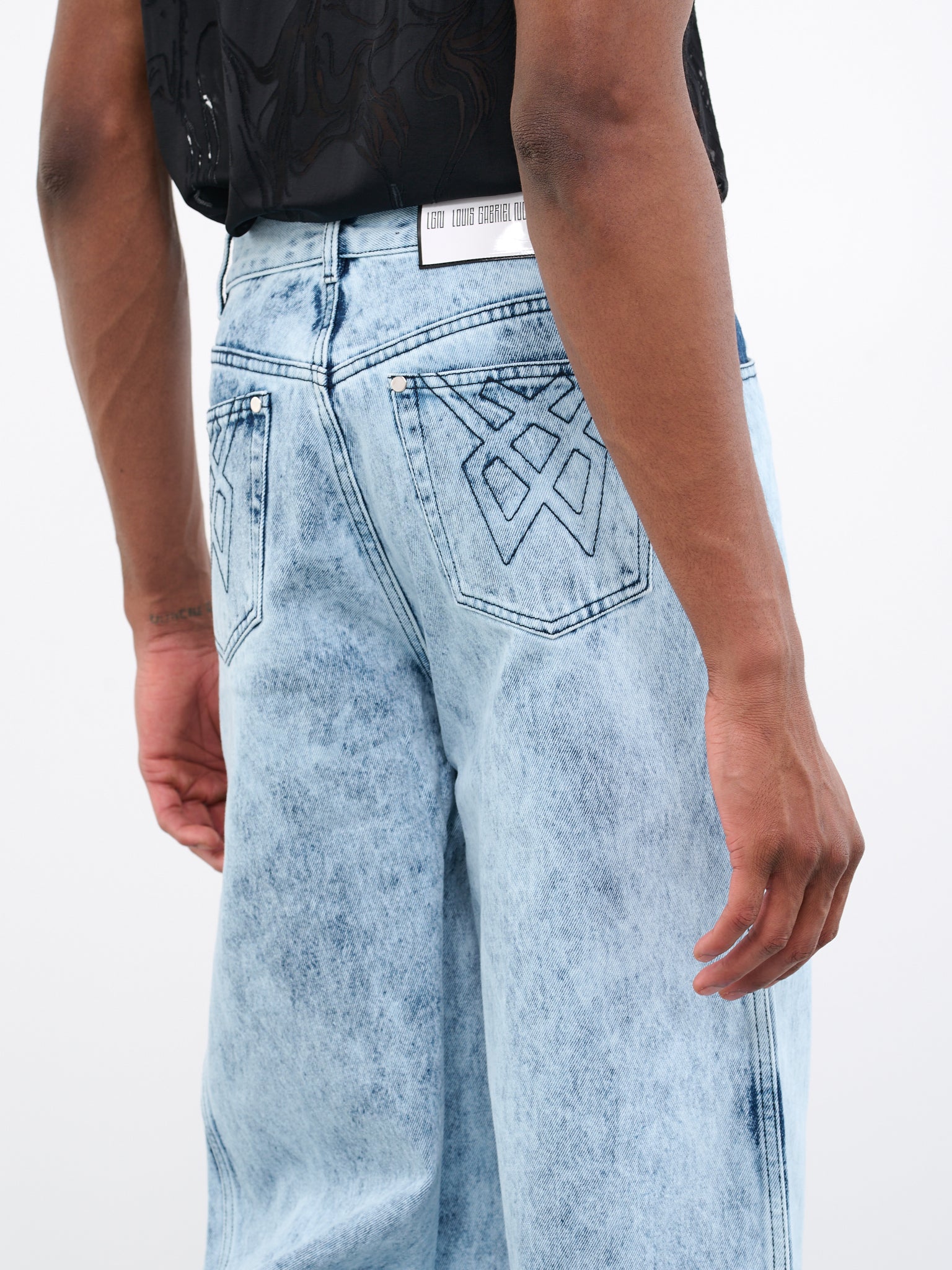 Washed Denim Zip Pants (0733-D010-WASHED-BLUE)