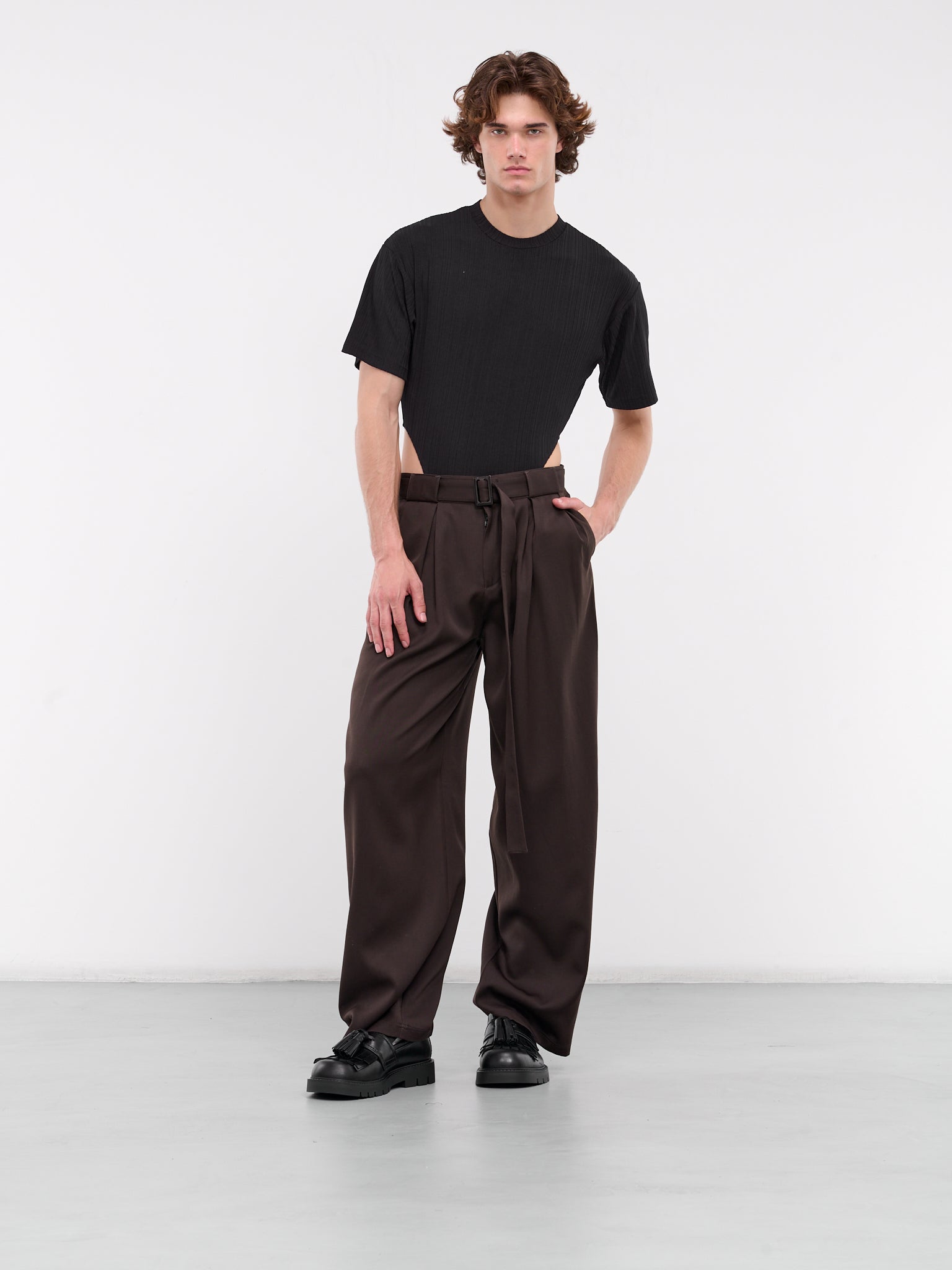 Belted Pleat Trousers (0734-T725-ESPRESSO-027)