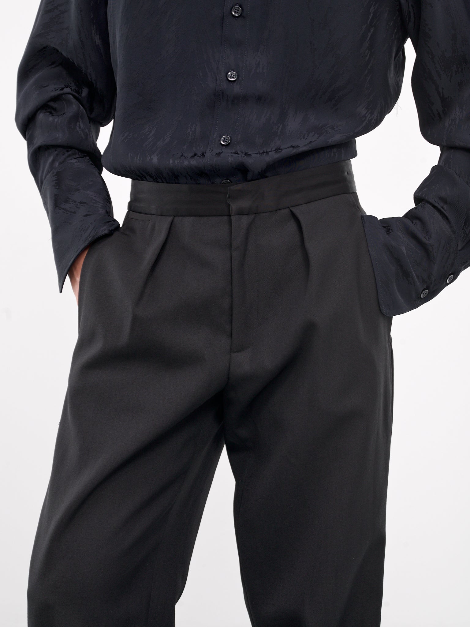 Straight Leg Smoking Trousers (0740-T115-BLACK)