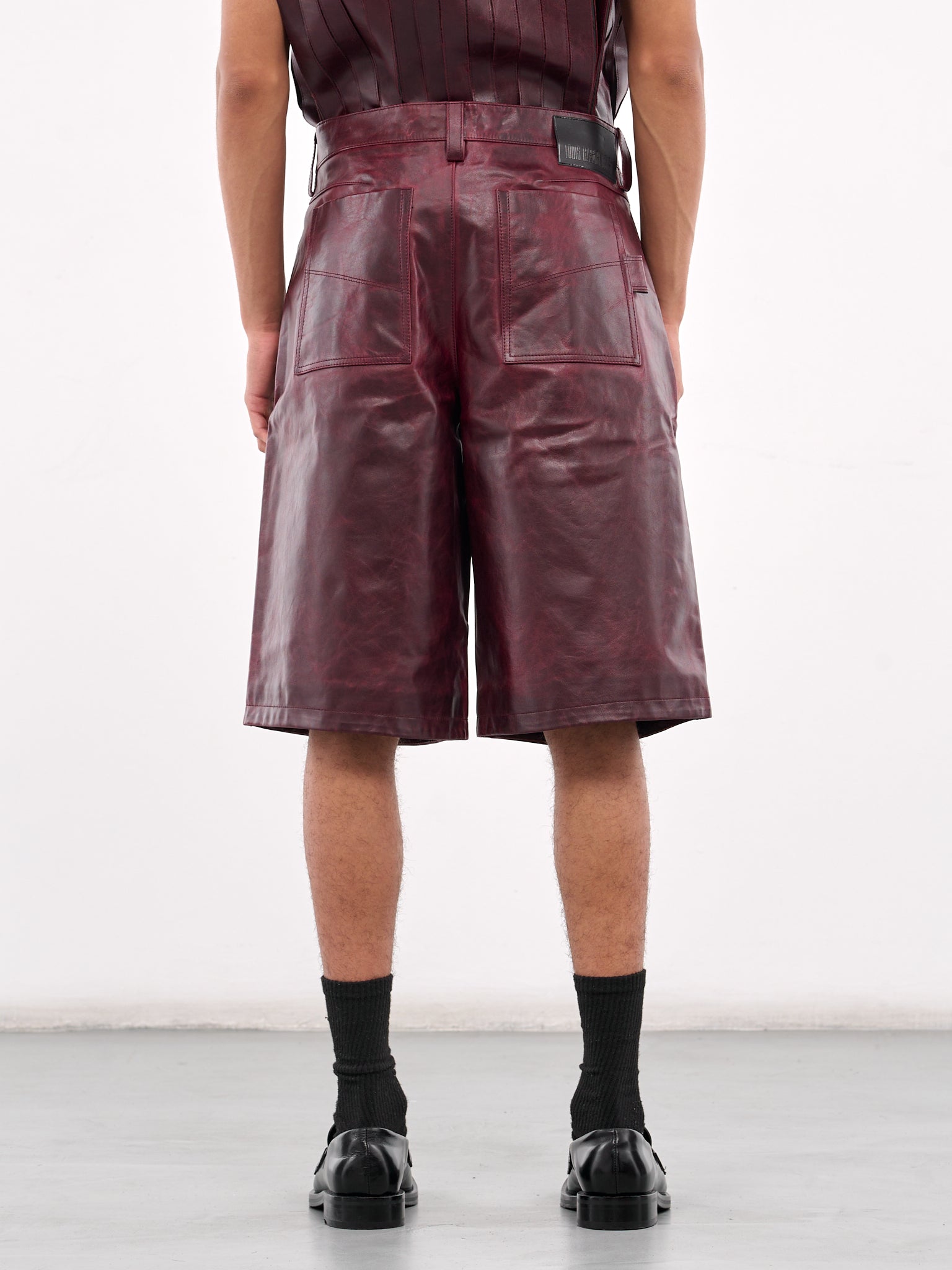 Leather Shorts (0755L-L235-RIDER-RED-BLACK)