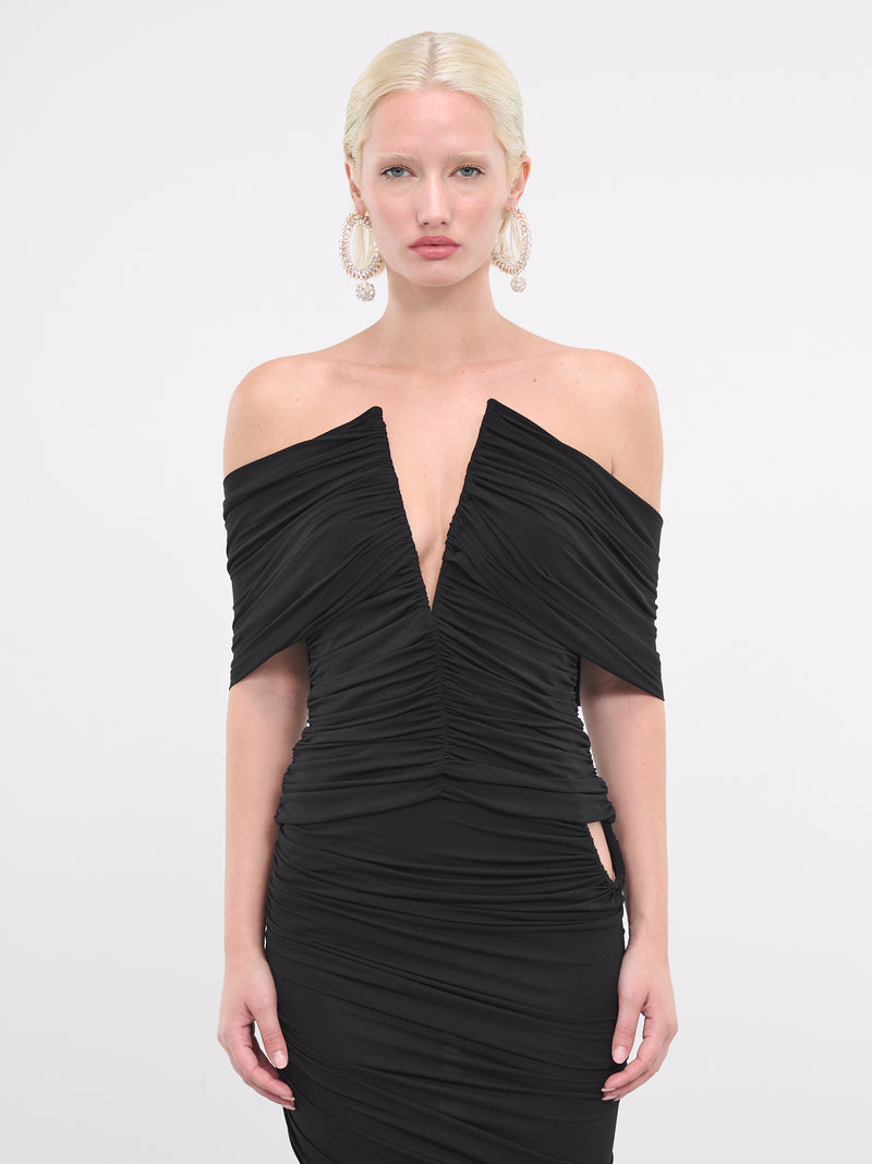 Ruched Wrap Blouse (08-BLACK)