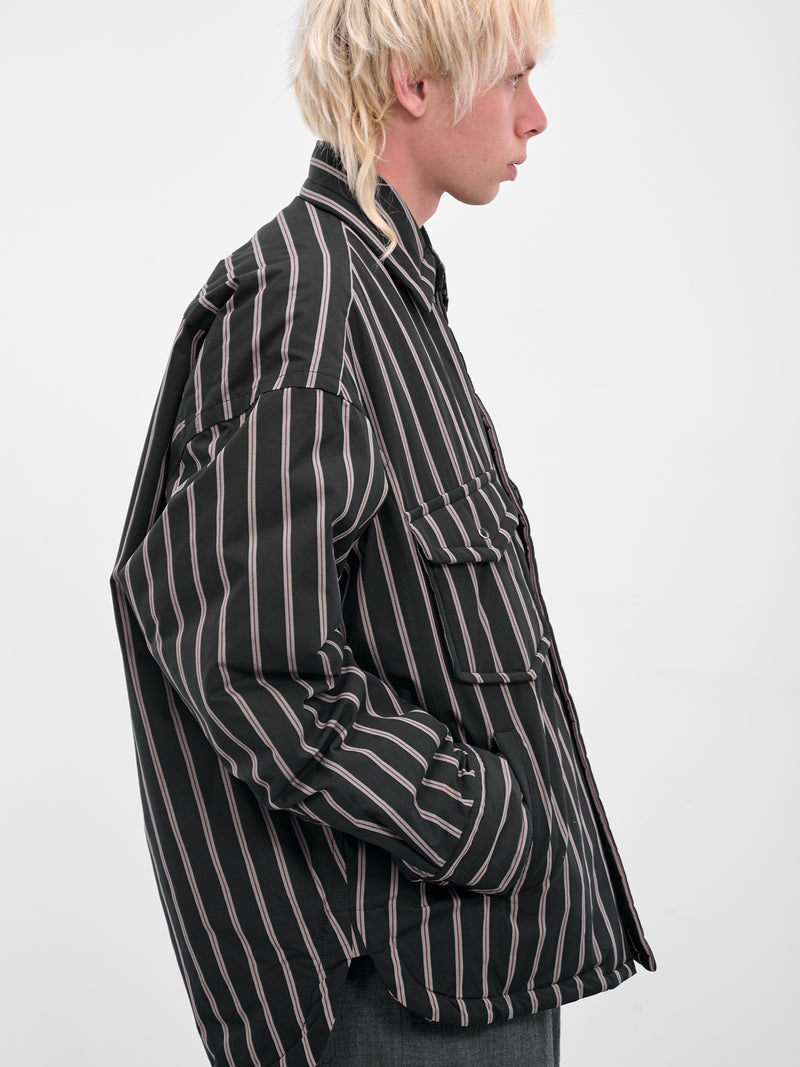 Black Striped Padded Overshirt (J15SH185-BLACK)