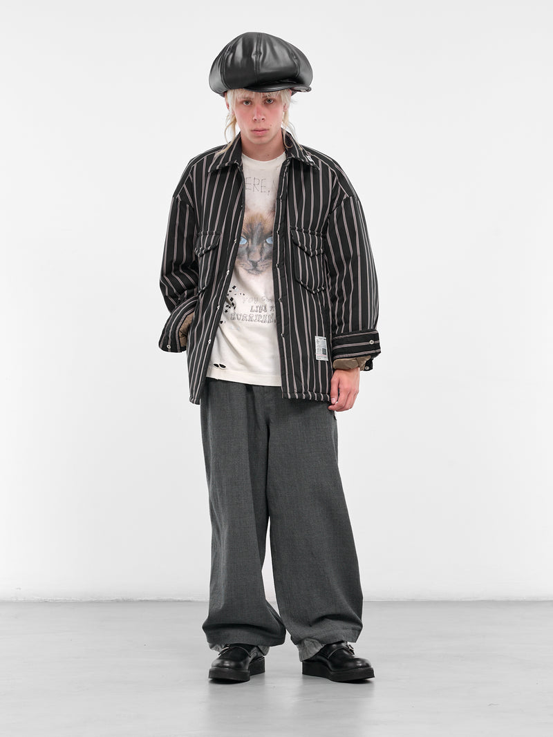 Black Striped Padded Overshirt (J15SH185-BLACK)